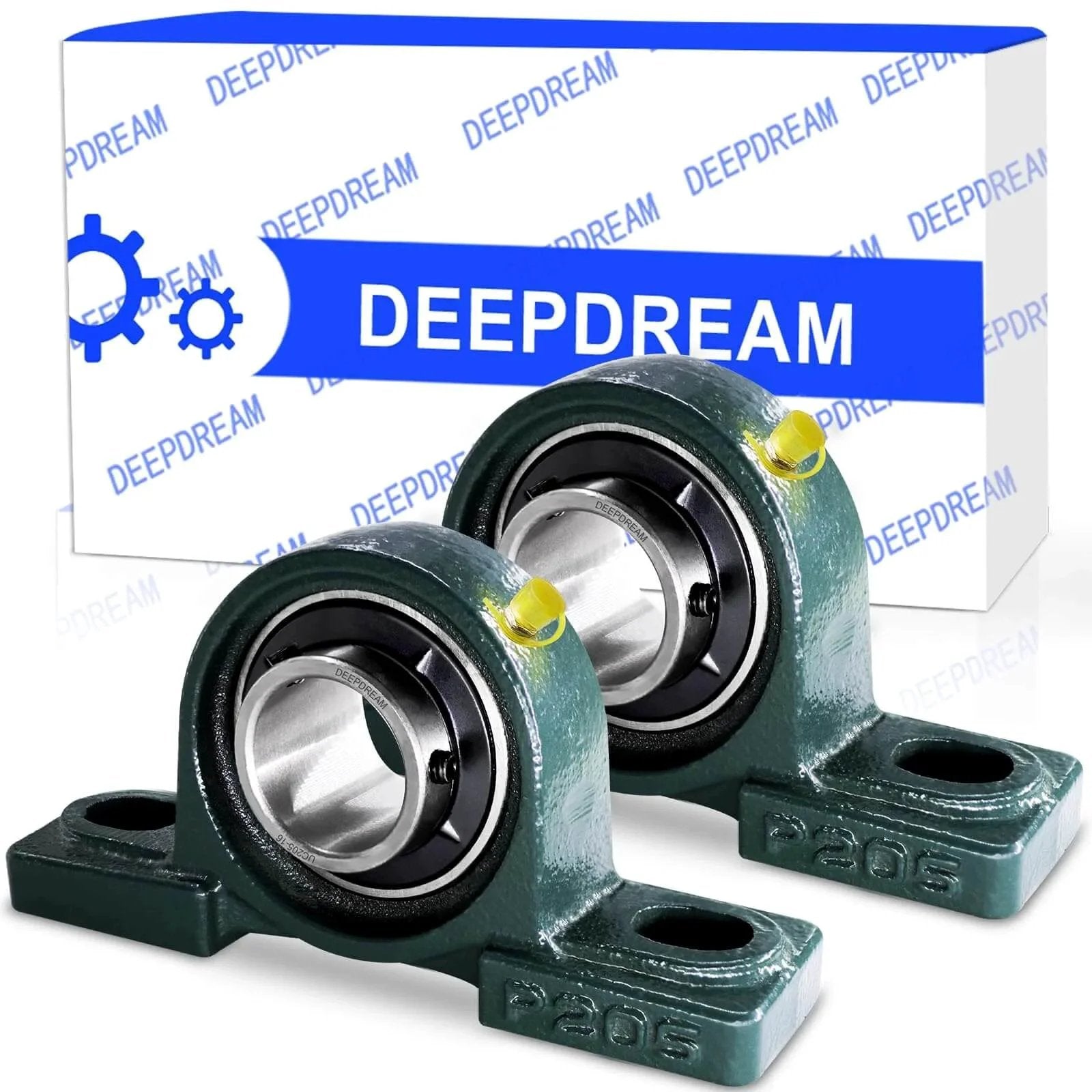 UCP205-16 Pillow Block Bearing 1 inch Shaft Pack of 2 Mounted Bearings p205 Cast Iron with 1" Bore, Self Alignment front view