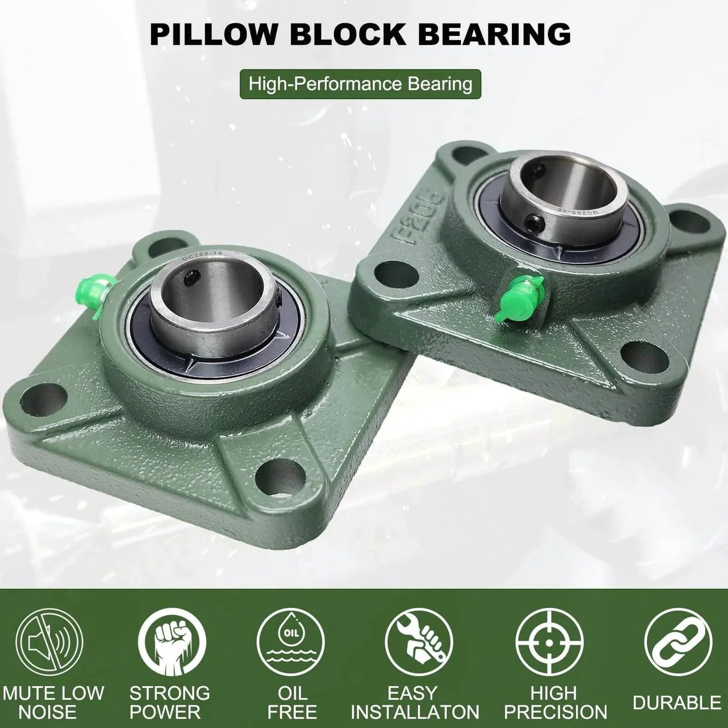 2 Pack UCF205-16 Pillow Block Bearing - Square Flange Mounted Pillow Block Bearings with 1" Bore on a white background