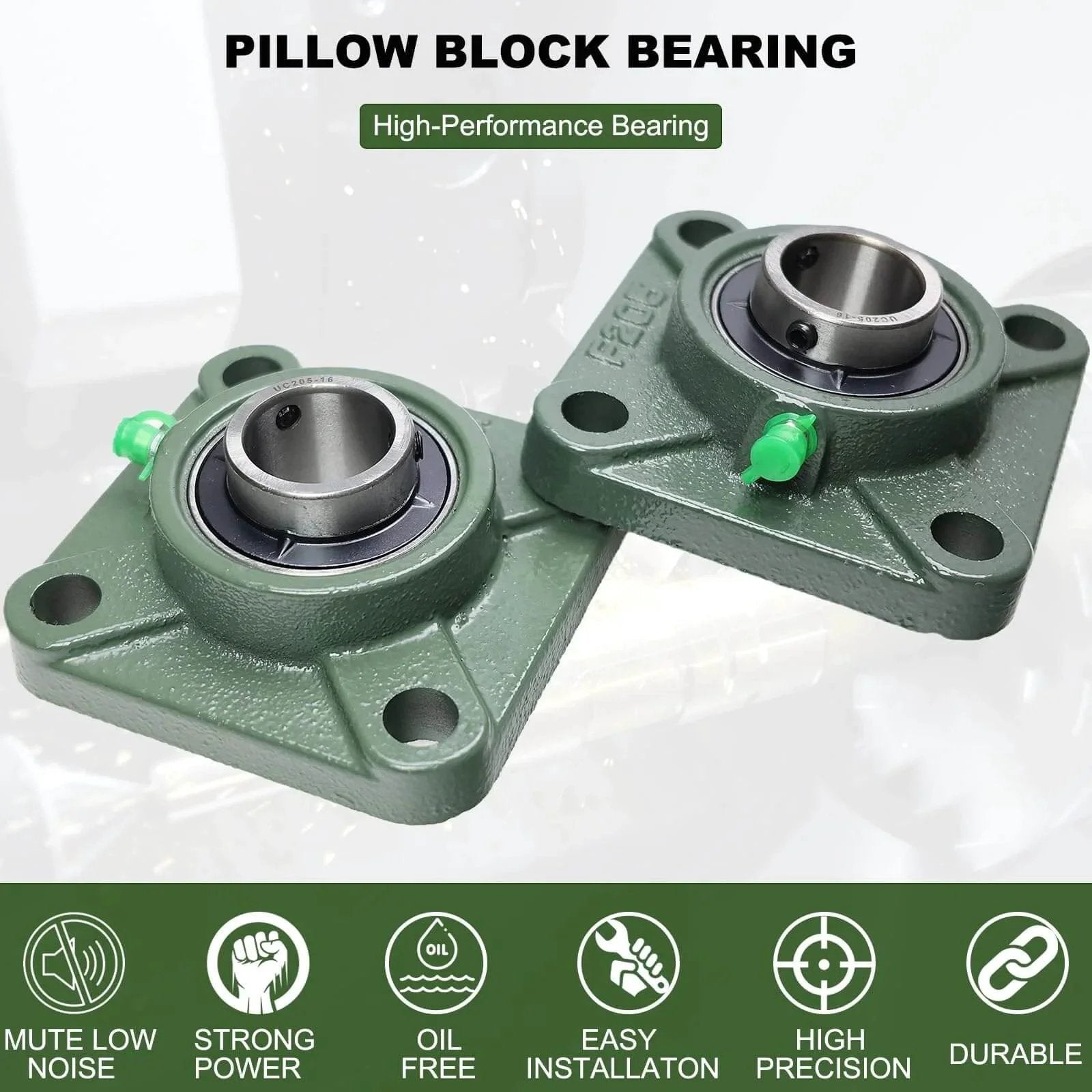 2 Pack UCF205-16 Pillow Block Bearing - Square Flange Mounted Pillow Block Bearings with 1" Bore on a white background