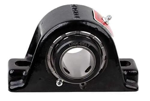 Front view of Built-Tough Heavy-Duty Solid-Housed Pillow Block Spherical Roller Bearing With 2-11/16 Inch Bore PB22443H, cast iron housing.