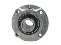 Front view of 2 Wide Set Screw Piloted Flange Ball Bearing UCFCS210-32NP Nickel Finish Single Unit for Shaft Support Pillow Block Alternative