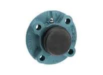 Piloted iron flange bearing housing with closed cover, 12mm set-screw pilot for shafts, single unit, S-S Lok locking, side view