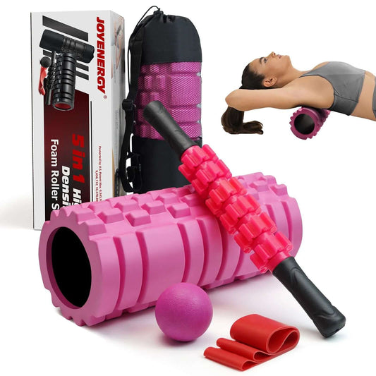 5 in 1 Foam Roller Set With Trigger Point Roller Massage Stick Massage Ball And Resistance Band For Deep Muscle Relief And Recovery Suitable For Pilates Yoga Fitness And Full Body Stretches