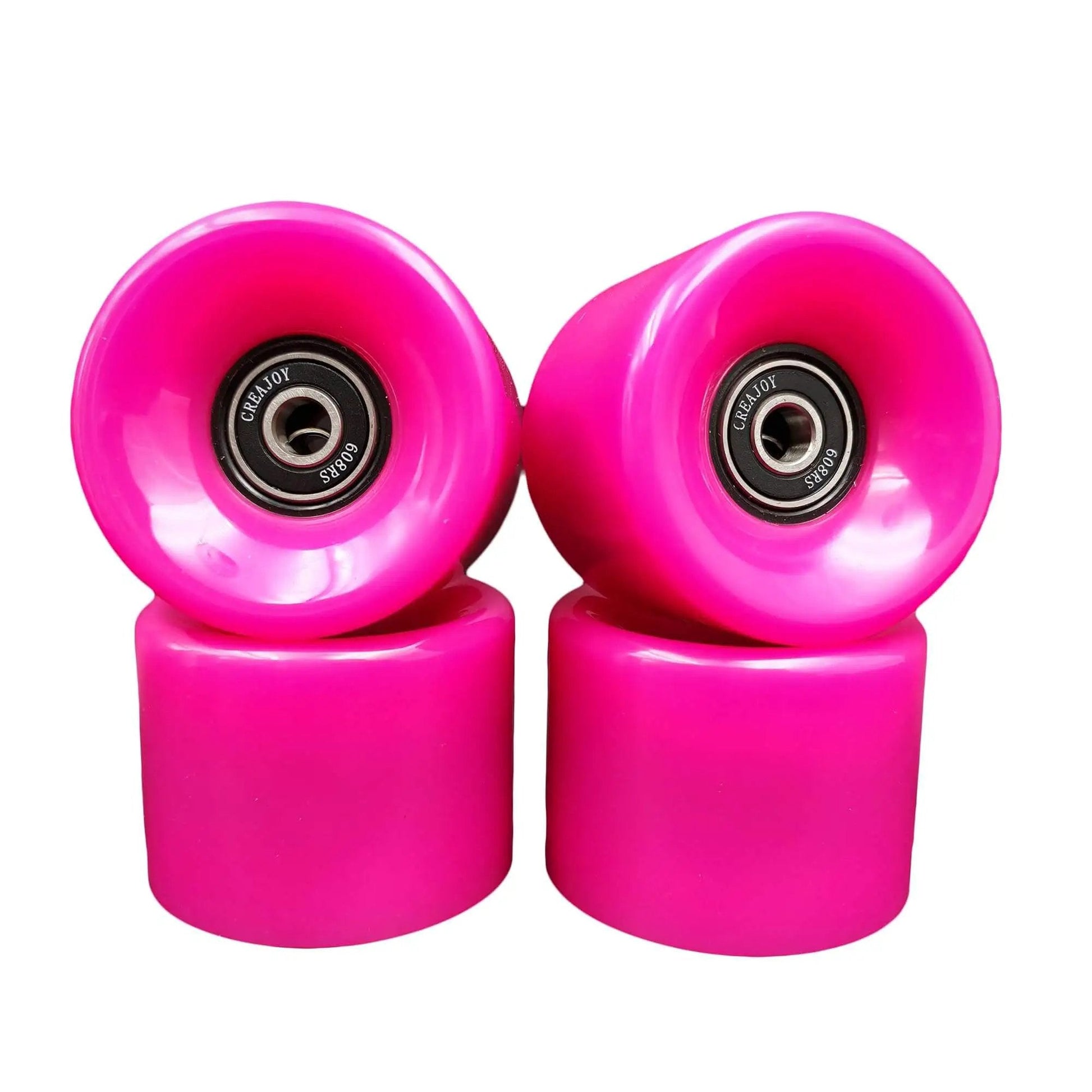 Pink 60mm Skateboard Wheels With Bearings Set Of 4 92a Hardness ideal for street and park durable wheels shown stacked