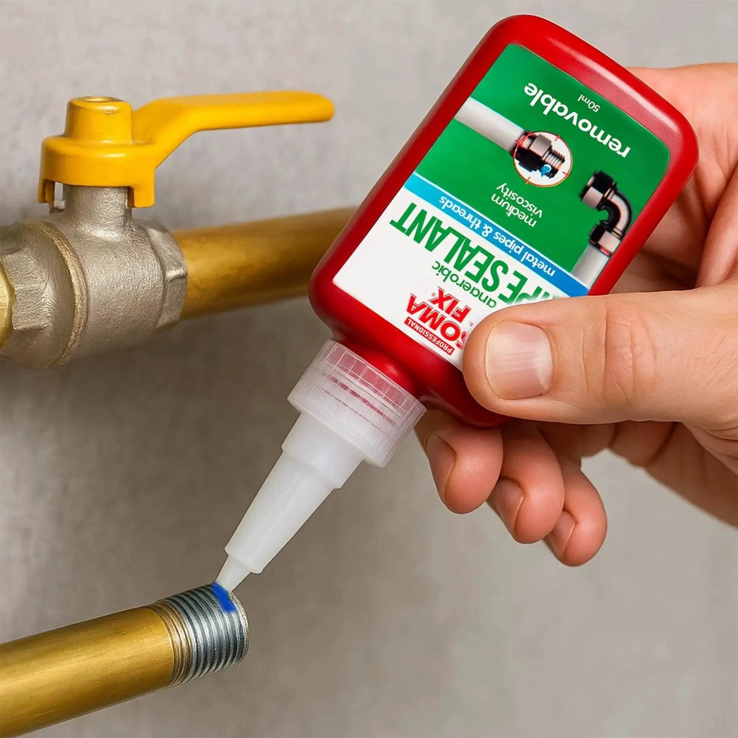 Applying Pipe Thread Sealant For Metal Pipes And Threaded Fittings With Anaerobic Cure Medium Viscosity For High Pressure