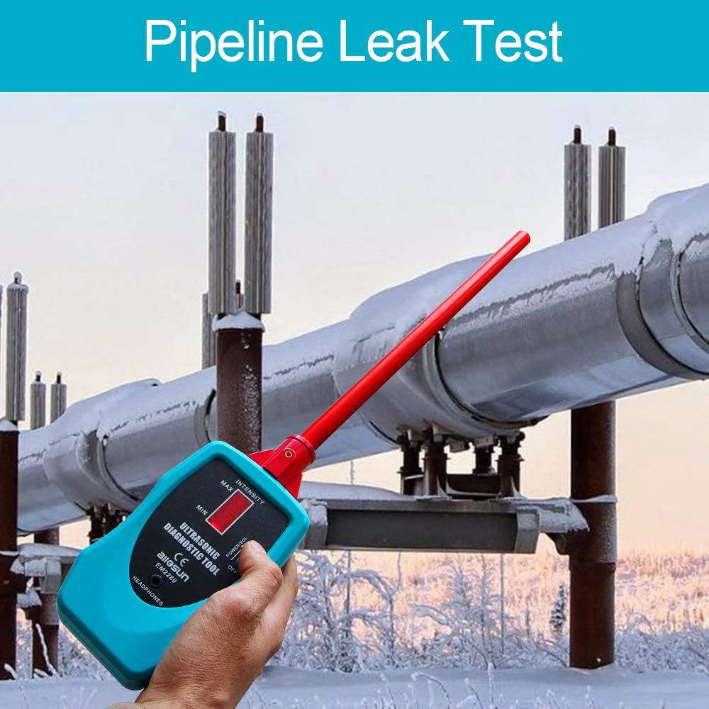 Ultrasonic Leak Detector Stethoscope Kit With Air And Contact Probes And 36 To 44 KHz Frequency, Rotary Volume Control, Tone Generator, Helps Find Vacuum And Gas Seal Faults, Auto And Industrial Leak Detection Tool For Quick Diagnostics And Repairs aimed at testing pipelines.