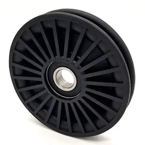 Rope Idler Pulley Four And A Half Inch Diameter Seventeen Millimeter Bore Plastic for power transmission in compressors and fans.