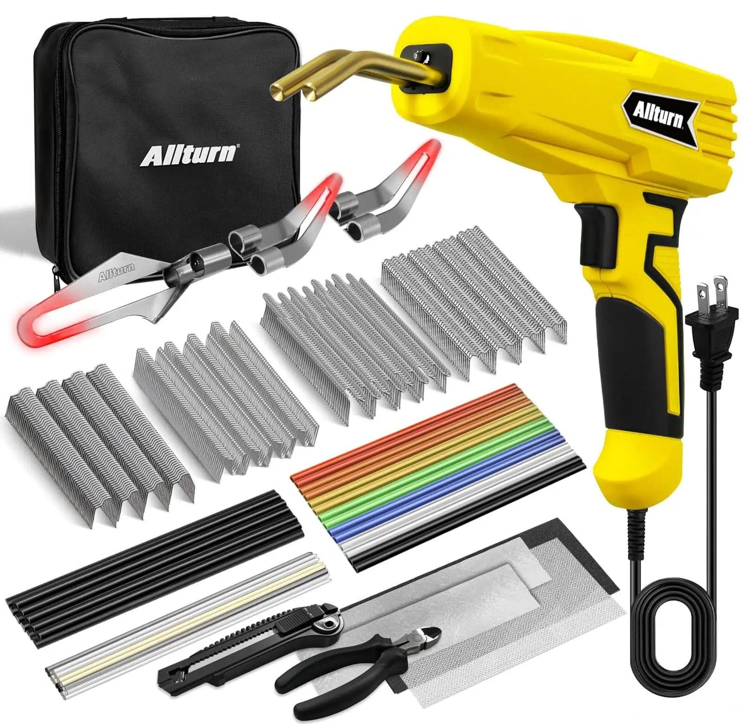 2 In 1 Plastic Welding Kit With Hot Staples Weld Gun For Car Bumpers And Most Plastics, 110V 100W Welder and accessories displayed