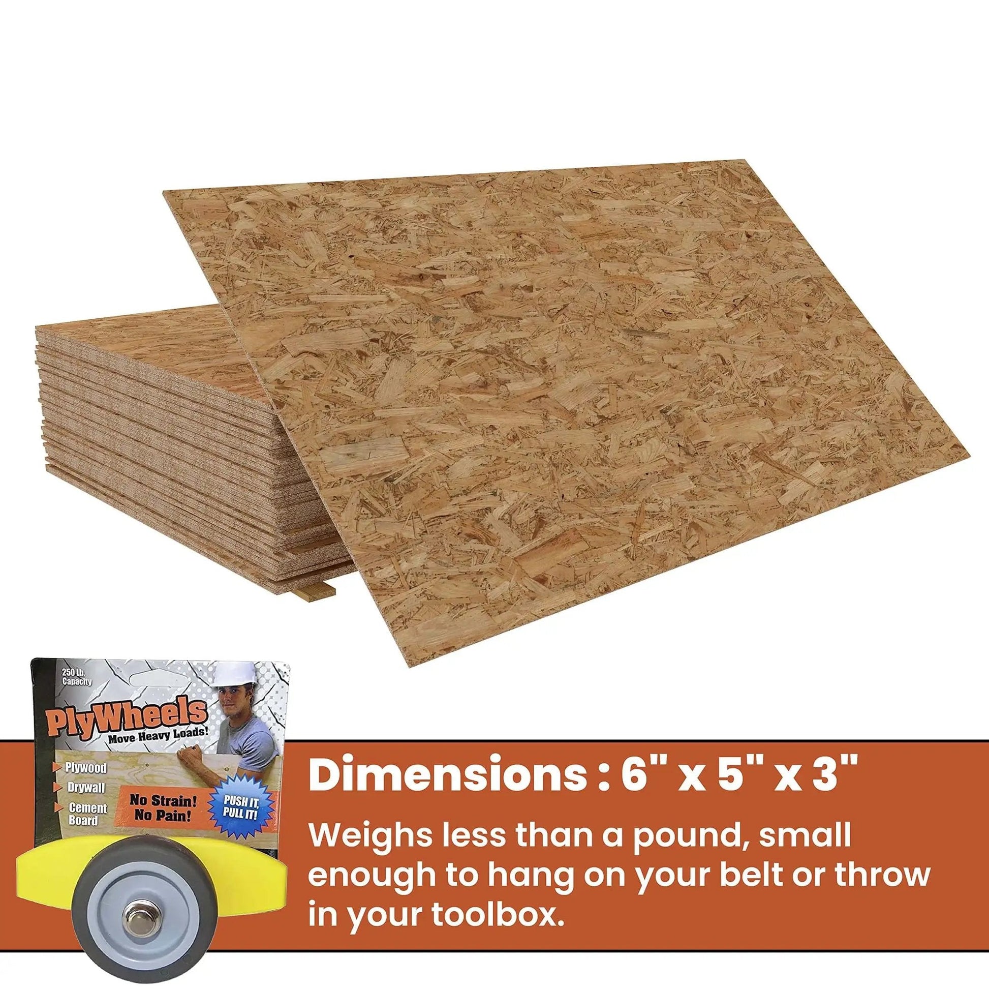 Compact Plywood And Drywall Dolly For Moving Panels And Drywall Carts By Plywheels Portable Panel Carrier Rolls Any Material That Fits In The Slots Great For Onsite Construction Jobs Lightweight Handy Tool For Quick Roll And Load, shown with product dimensions and packaging.