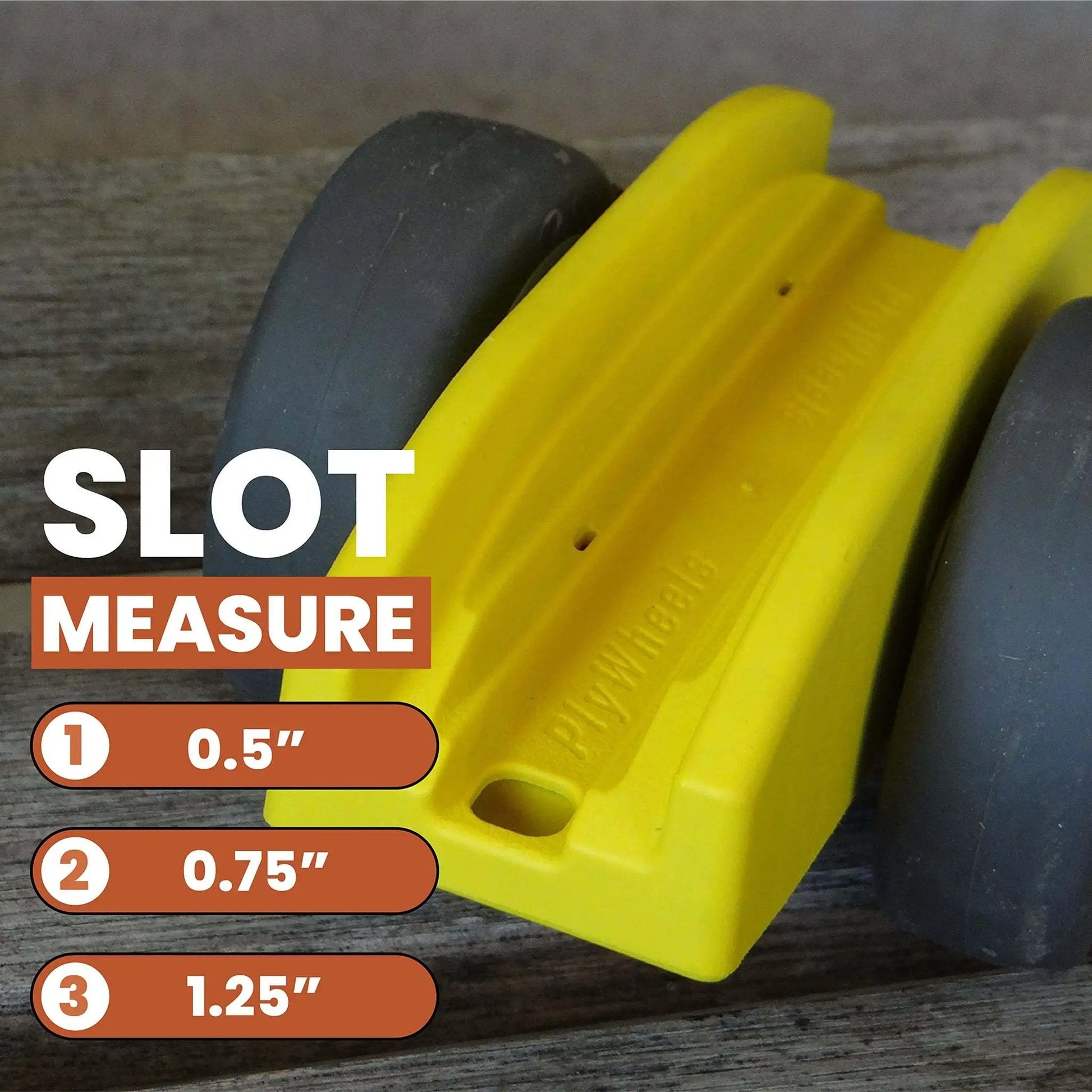 Side view of yellow Compact Plywood And Drywall Dolly For Moving Panels And Drywall Carts By Plywheels with slot measurements