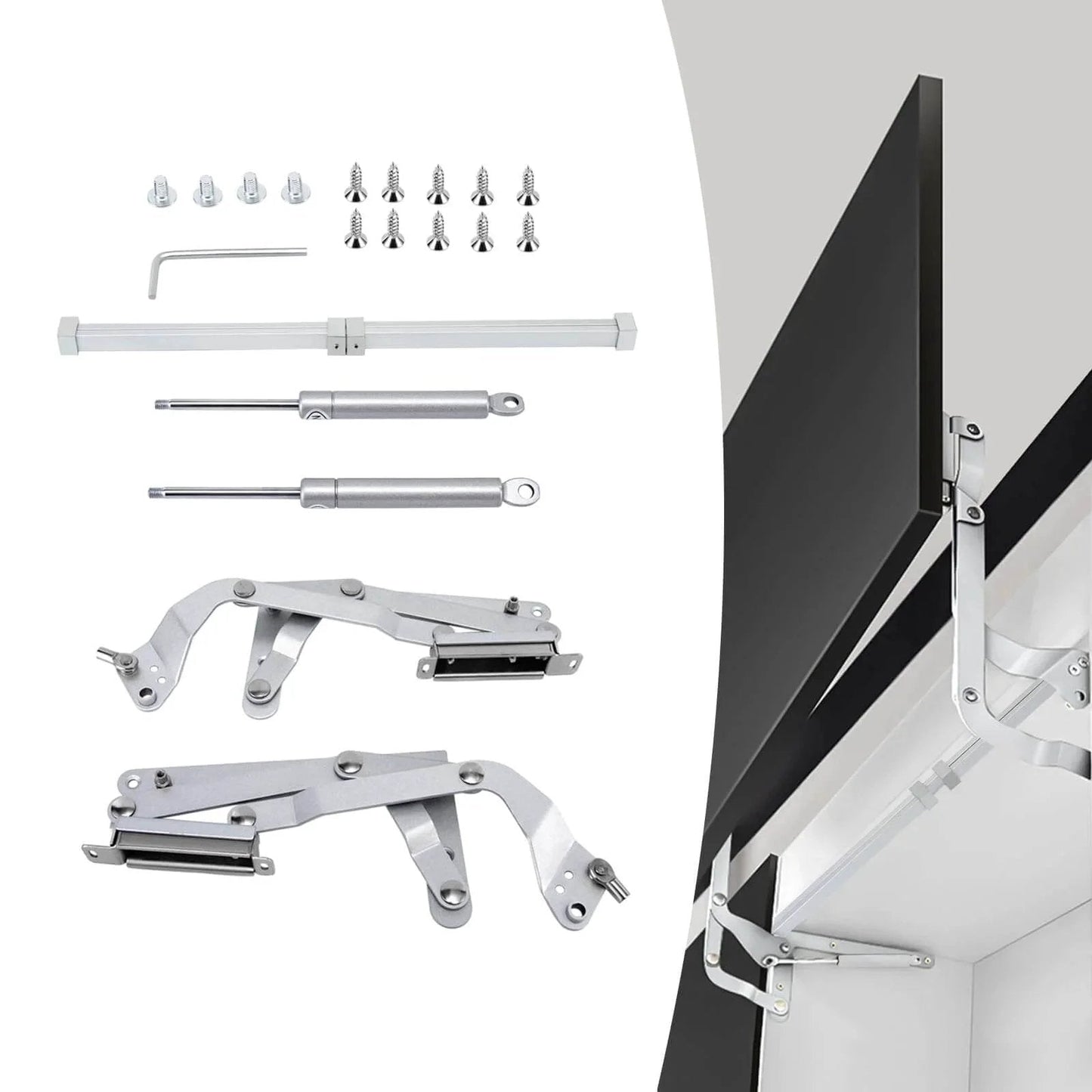 Cabinet Door Hinges, Folding Lift Up Top Vertical Swing Furniture Hinges, Stay Pneumatic Arm Kitchen Mechanism Hinges Durable Silent