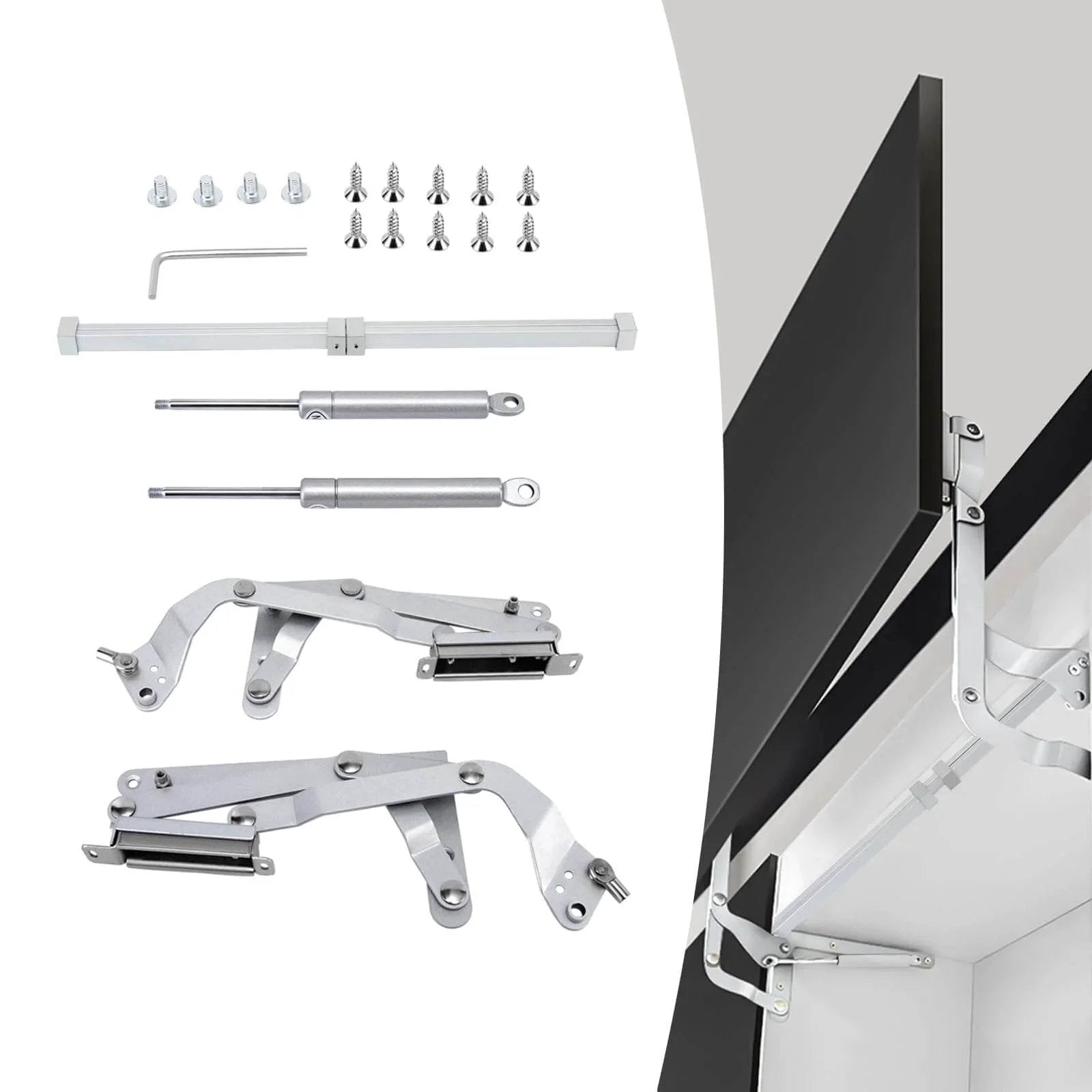 Cabinet Door Hinges, Folding Lift Up Top Vertical Swing Furniture Hinges, Stay Pneumatic Arm Kitchen Mechanism Hinges Durable Silent