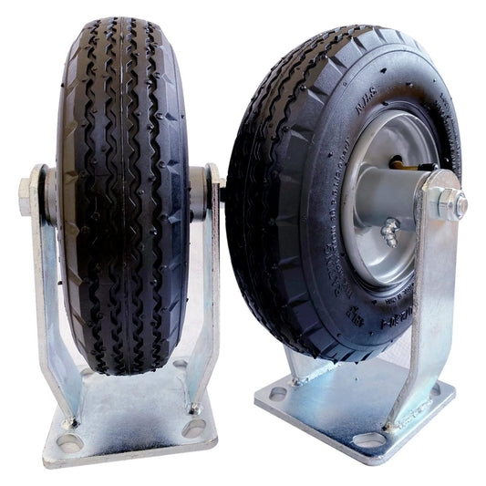 2-Pack 8 Inch Heavy Duty Pneumatic Casters With Zinc Coated Top Rigid Plate And Black Rubber Wheels Air Filled Steel Hub With Ball Bearings 700 Lb Capacity For Industrial Carts And Equipment