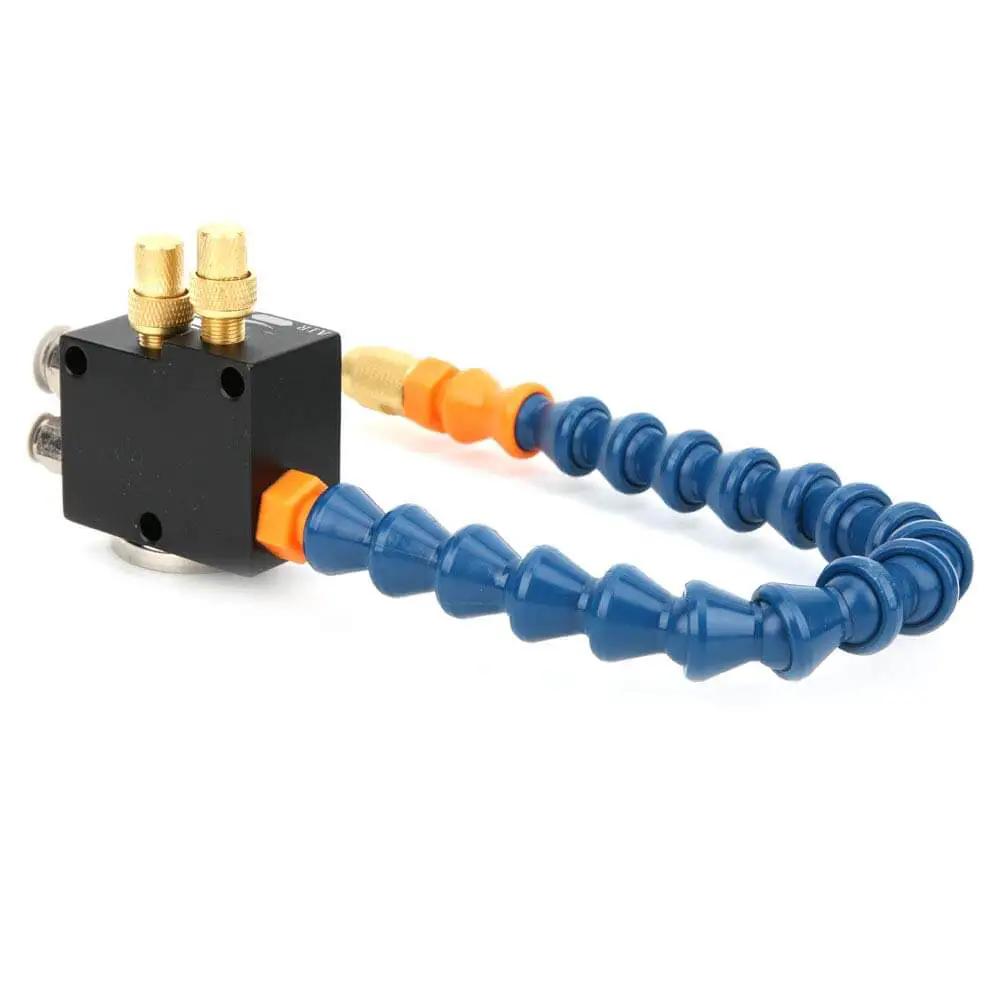 Universal Pneumatic Thin Mist Coolant Sprayer For CNC Engraving And Metalworking Machines, brass nozzle close-up