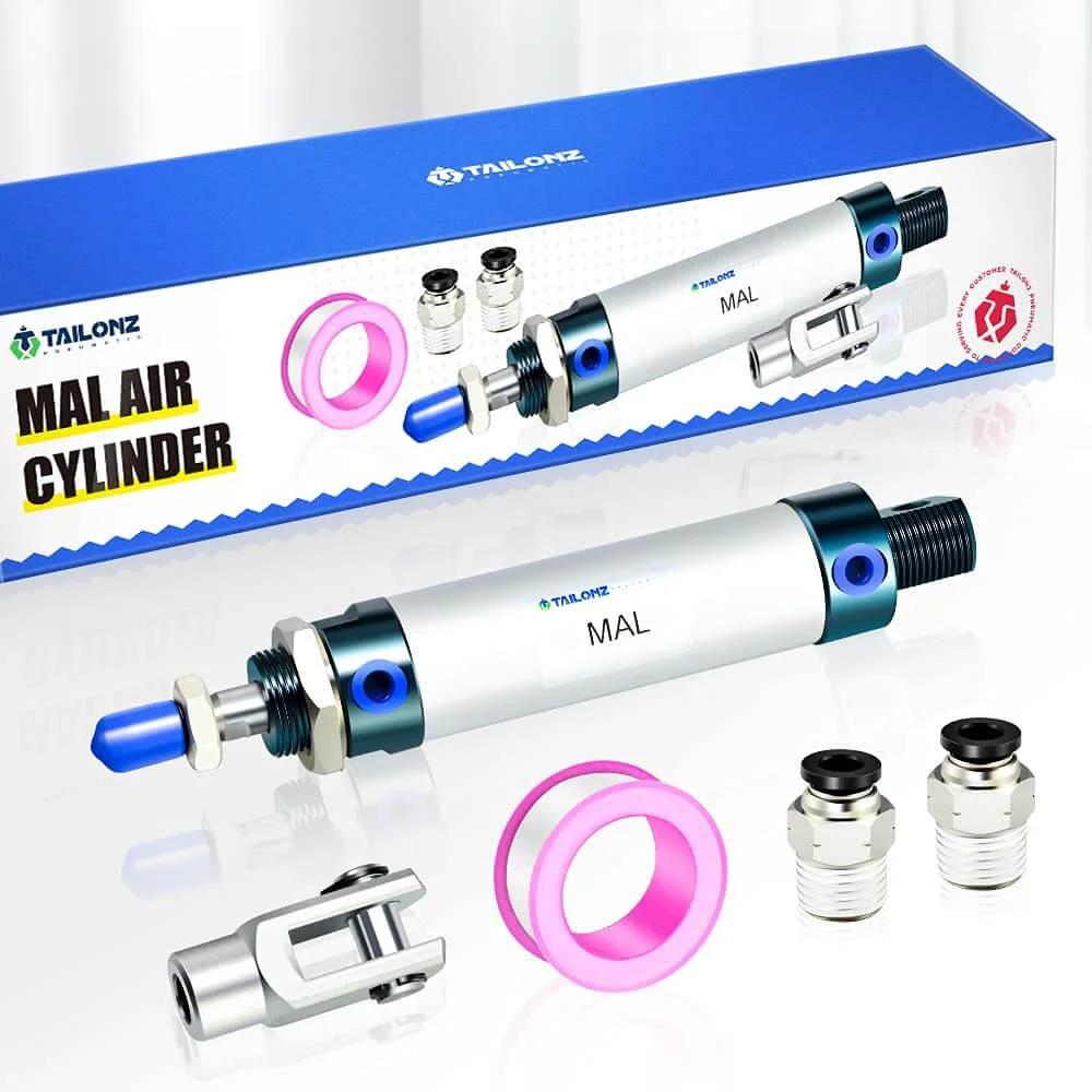 PNEUMATIC 25mm Bore 150mm Stroke Air Cylinder Double Action with Y Connector and 2Pcs 6mm Fitting MAL25x150 with packaging