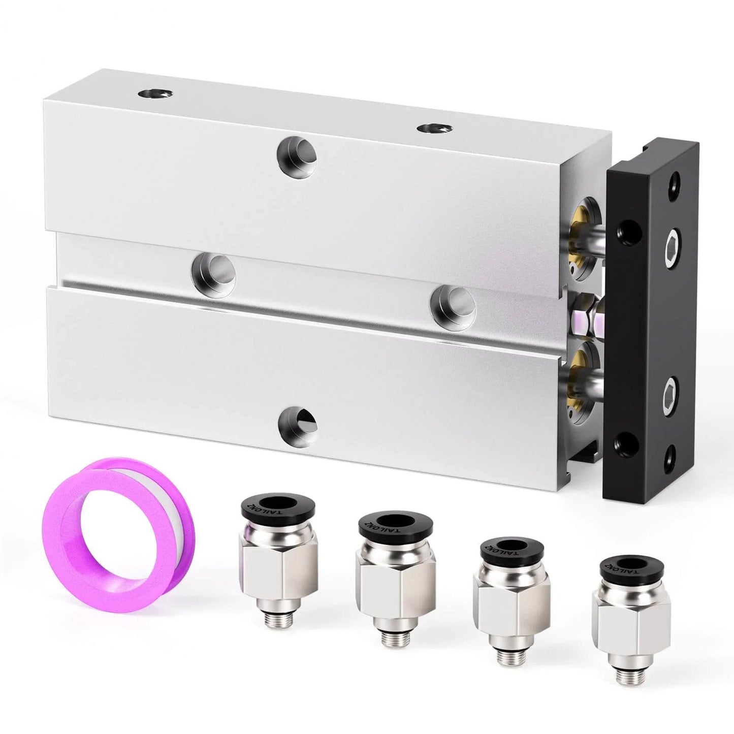 PNEUMATIC 20mm Bore 100mm Stroke Double-Rod Double-Acting Aluminum Pneumatic Air Cylinder TN20-100 with connectors