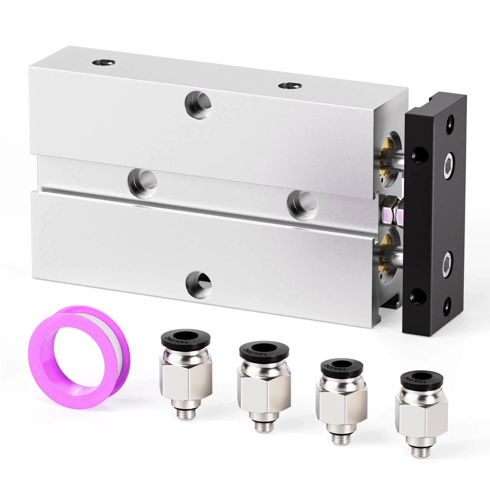 PNEUMATIC 20mm Bore 100mm Stroke Double-Rod Double-Acting Aluminum Pneumatic Air Cylinder TN20-100 with connectors