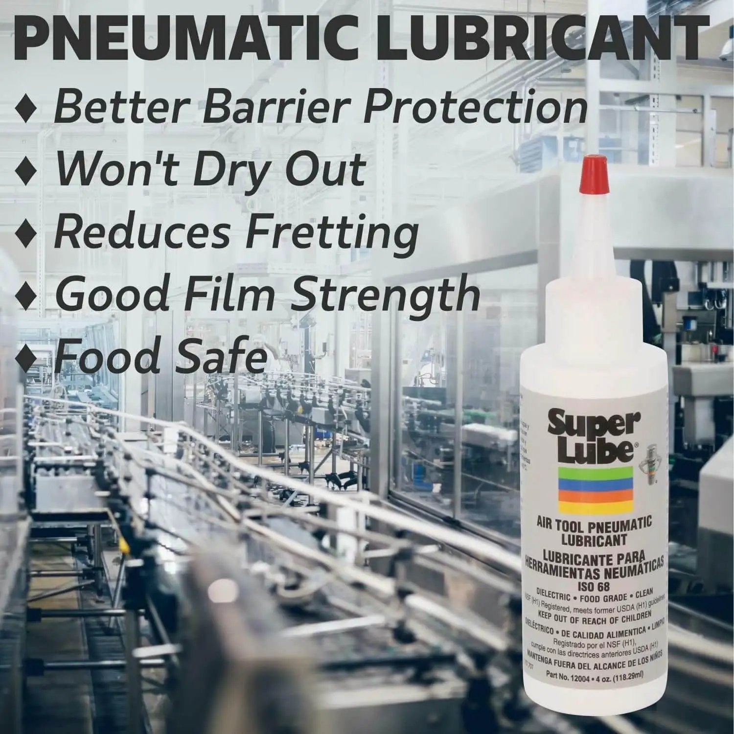 Pro Grade Pneumatic Tool Lubricant For Air Tools, Long Lasting Lubrication With Moisture Protection, Stops Rust And Corrosion, NSF Food Grade, Translucent Bottle 1 Quart, Perfect For High Pressure Air Tool Maintenance By Super Lube
