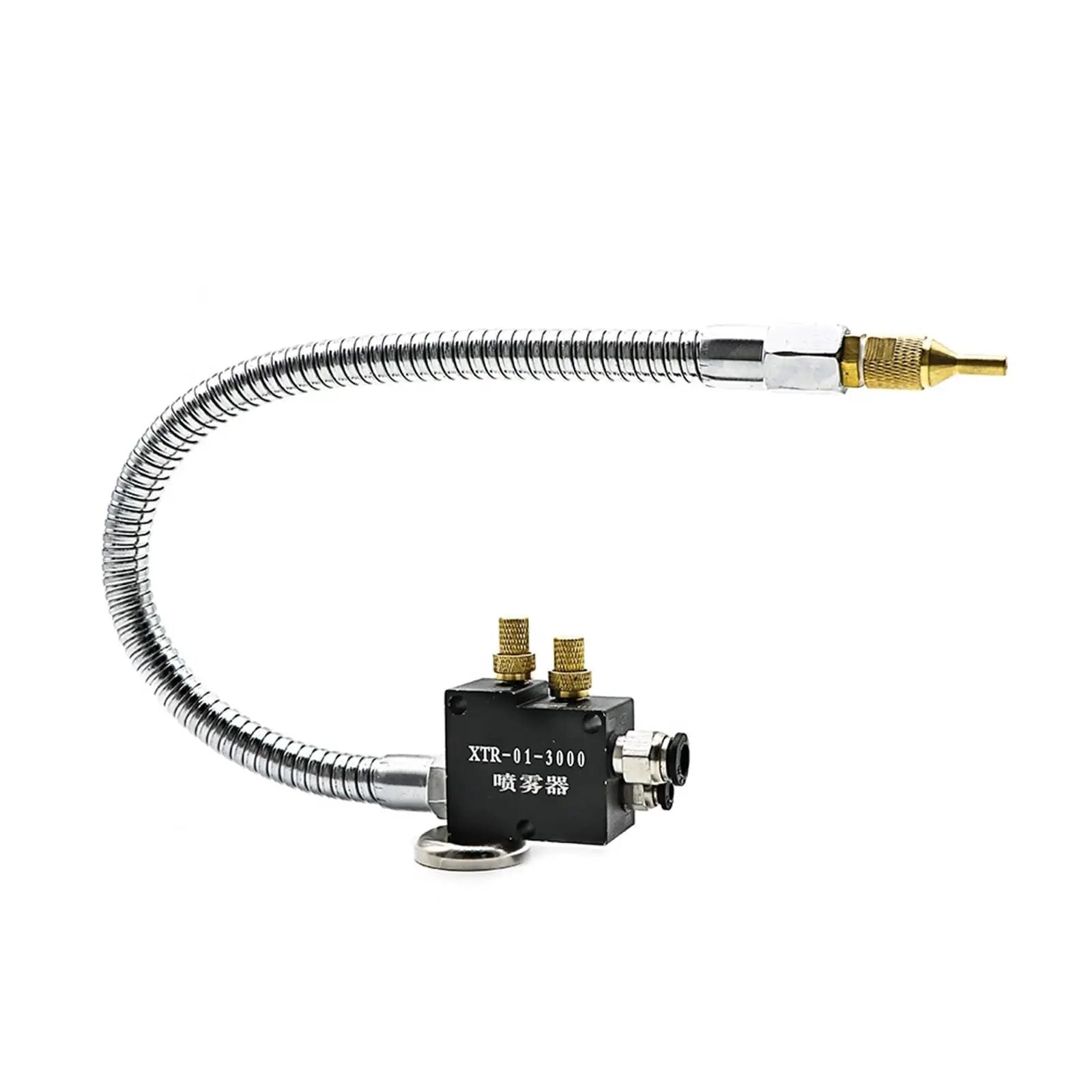 No Leak Mist Coolant Lubrication Spray System showing flexible nozzle and connectors for lathe, milling, drilling, and engraving machines