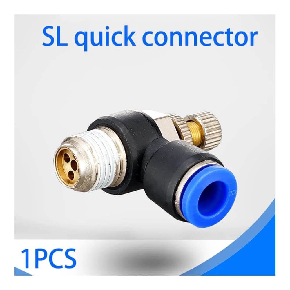 1PCS Pneumatic quick connect connector air speed regulating valve Accelerator valve, SL12-01, black and blue close-up