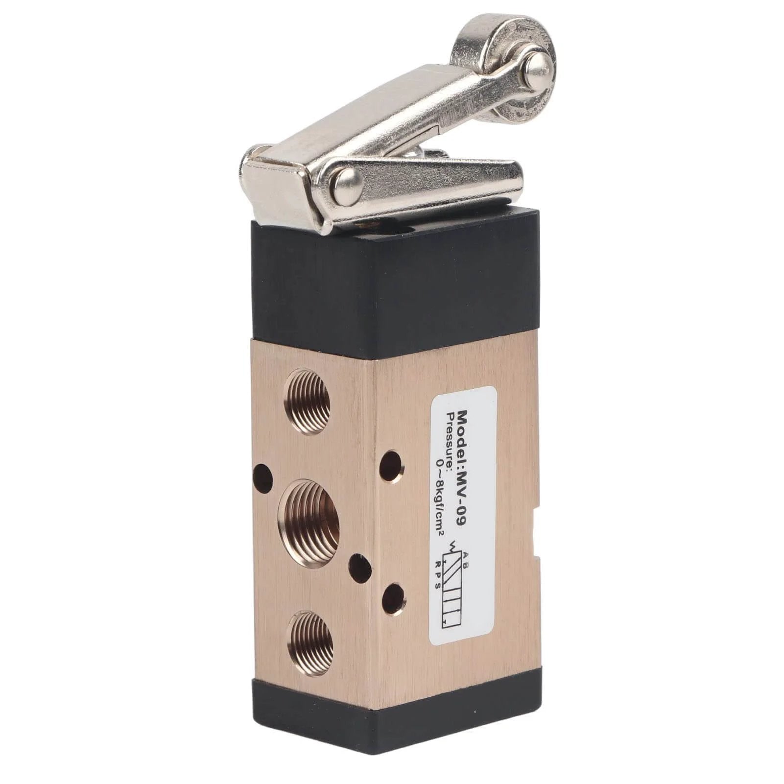 2 Position 5 Way Pneumatic Hand Pull Valve Roller Type Pneumatic Mechanical Valve 1/4" PT Port Aluminum Alloy Pneumatic Switch Valve MV-09