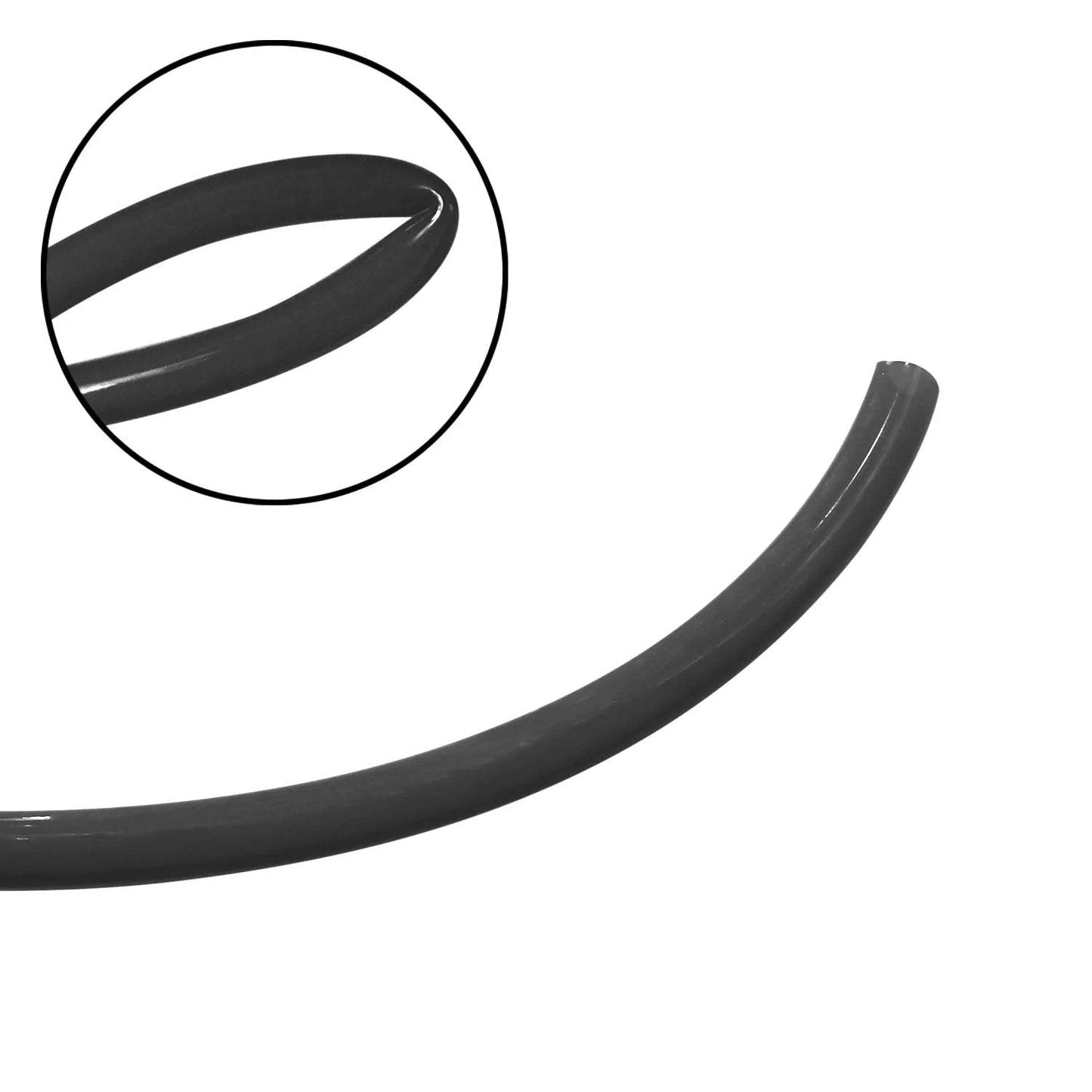 Pneumatic Tubing For Air Tools And Water Transfer For Pros One Quarter Inch PU Line Hose Black 39.4 Feet 12 Meters close-up view of flexible PU tubing.