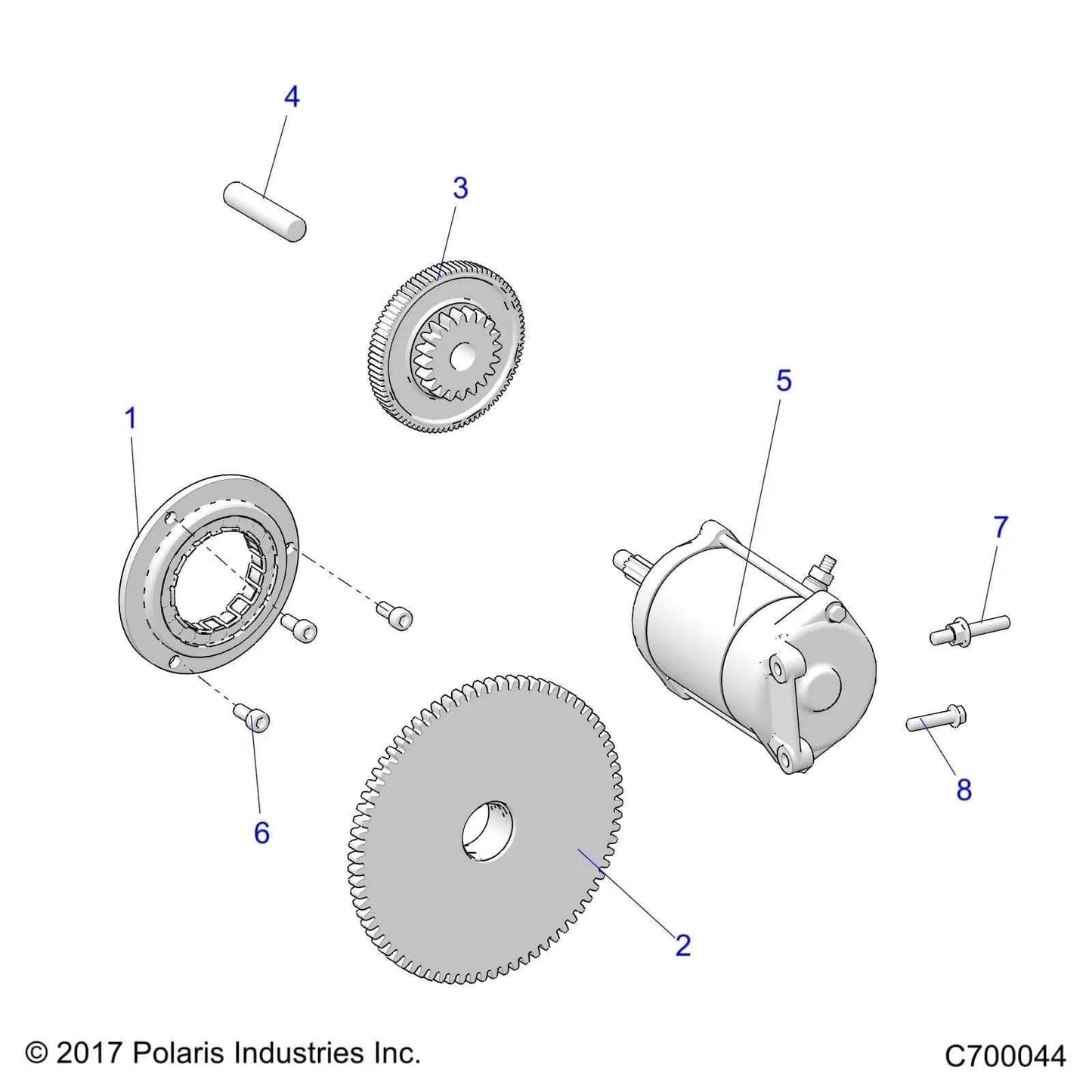 Diagram of Polaris Torque Limit Gear Pin for Specific GENERAL, RANGER, RZR, XPEDITION Models, Genuine OEM - Part 3022416