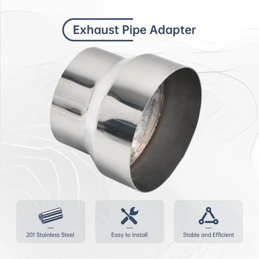 OD 4 Inch To OD 5 Inch Exhaust Pipe To Component Pipe Adapter Reducer Polished Stainless Steel 201 Stainless Steel Construction