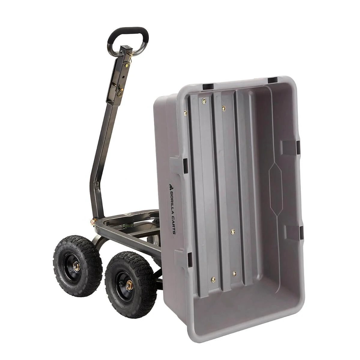 Heavy Duty Poly Dump Cart with 5 Cu Ft Tub 800 LB Haul Capacity Towable Utility Wagon with Quick Release Dumping and Pneumatic Tires image
