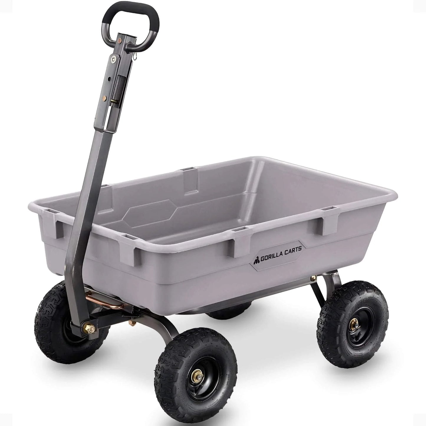 Heavy Duty Poly Dump Cart with 5 Cu Ft Tub 800 LB Haul Capacity Towable Utility Wagon with Quick Release Dumping and Pneumatic Tires