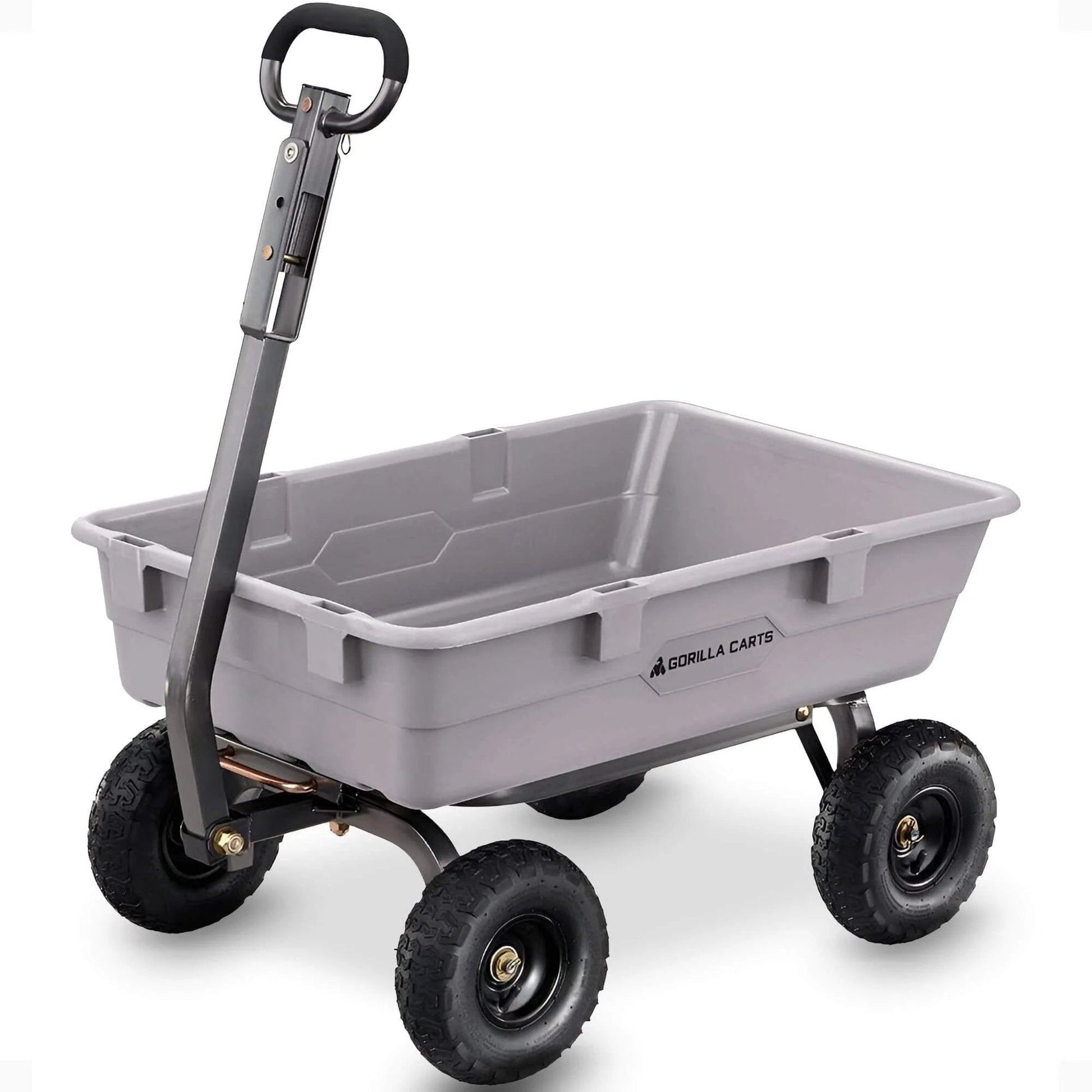 Heavy Duty Poly Dump Cart with 5 Cu Ft Tub 800 LB Haul Capacity Towable Utility Wagon with Quick Release Dumping and Pneumatic Tires
