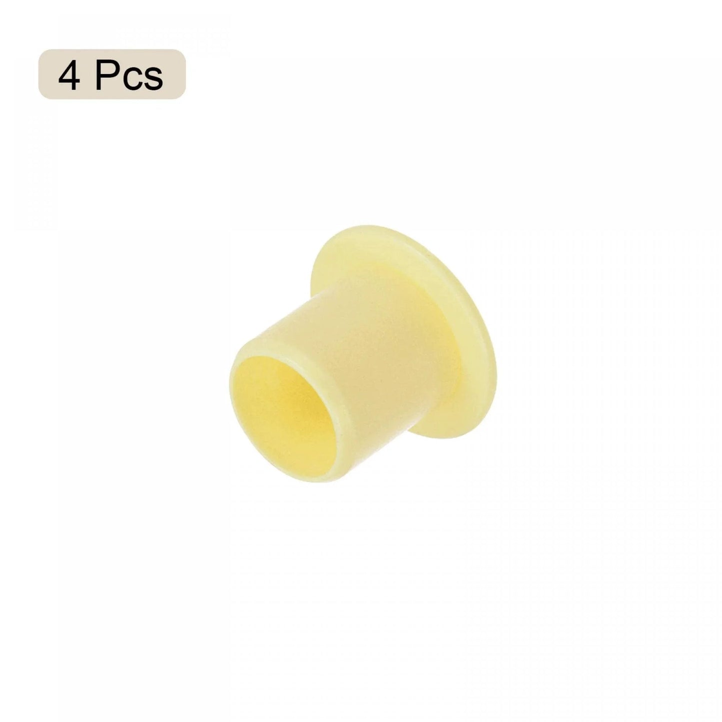 Flanged Sleeve Bearing Set 10mm Bore 12mm Outer Diameter 12mm Length POM Wrapped Oilless Bushings Yellow 4 Pieces