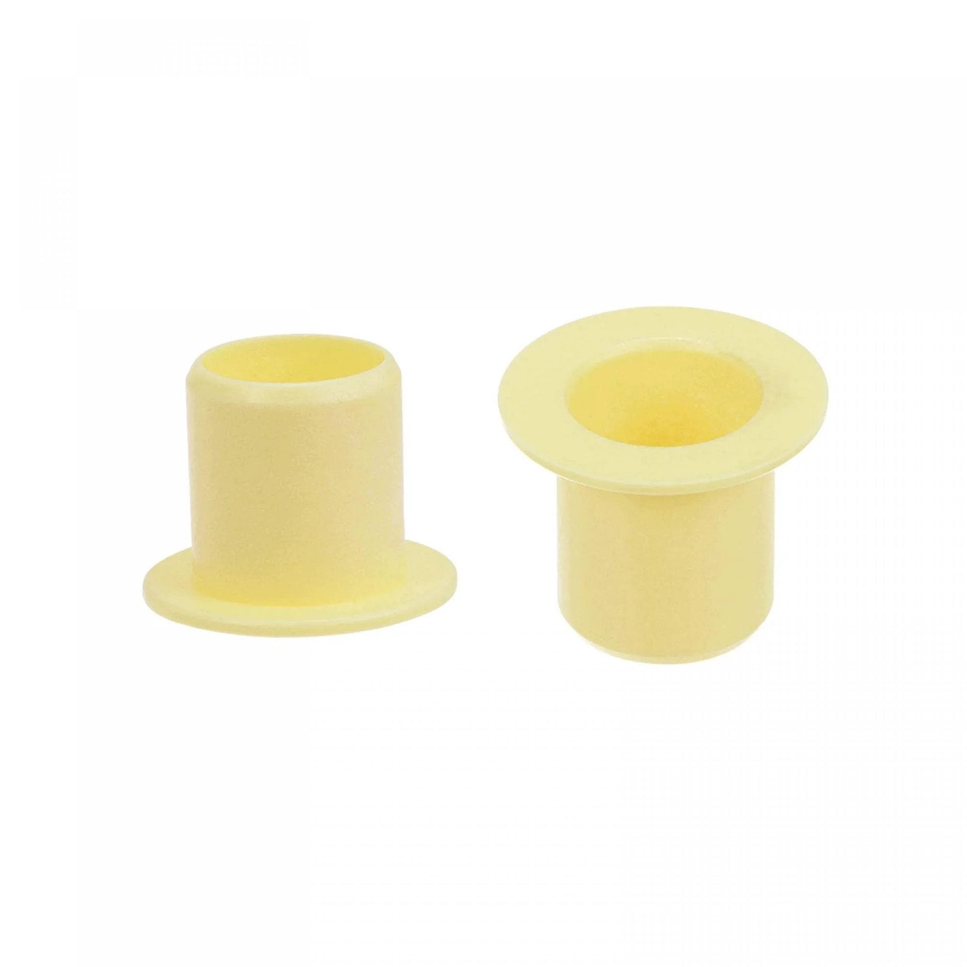 Yellow Flanged Sleeve Bearing Set 10mm Bore 12mm Outer Diameter 12mm Length POM Wrapped Oilless Bushings, 4 Pieces
