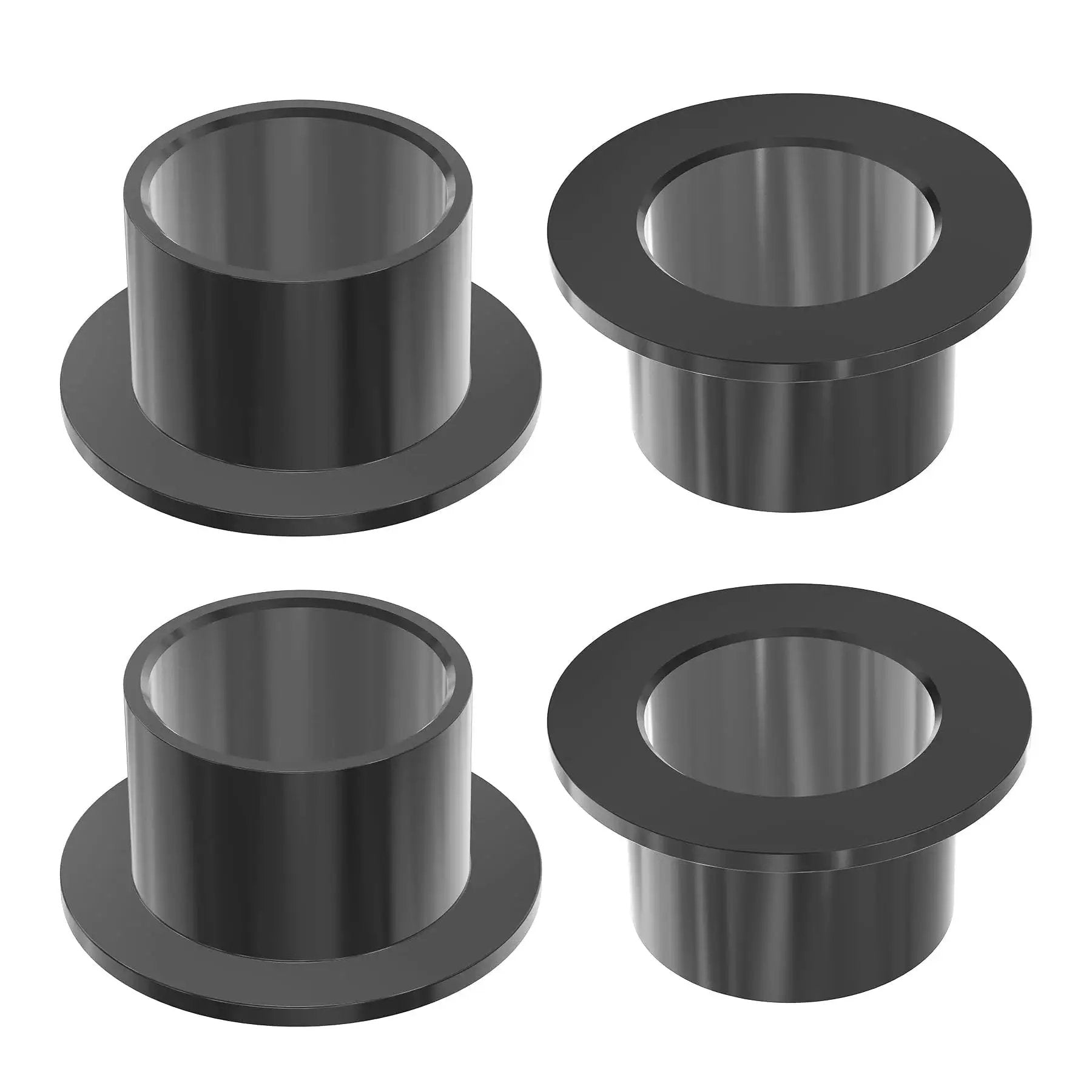 Set Of 4 POM Flanged Sleeve Bearings 8mm ID x 10mm OD x 7mm Length With 15mm Flange Diameter Self Lubricating Oilless Bushings
