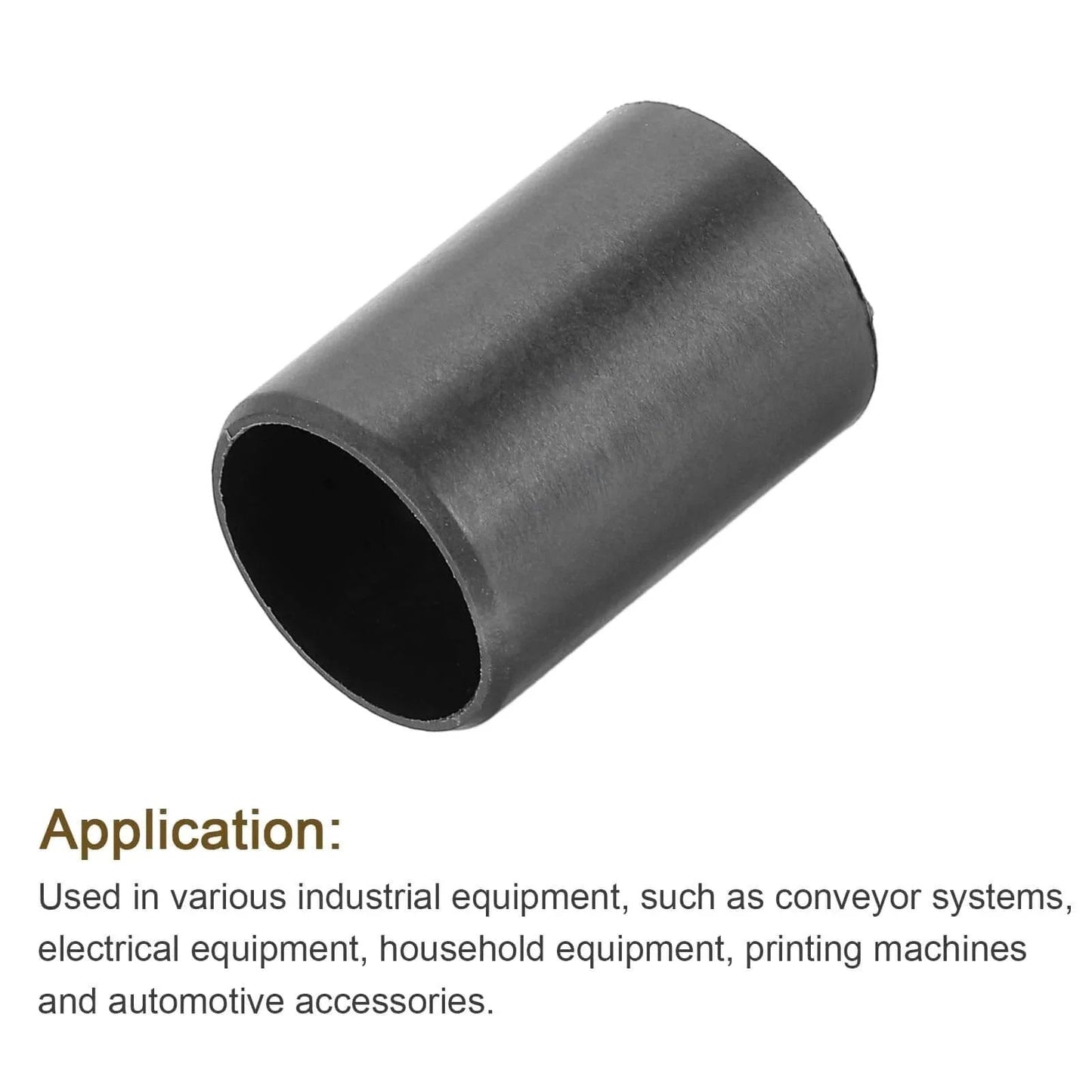 Close-up of a black POM sleeve bearing, part of Six Pcs POM Sleeve Bearing Plastic Bushings Self Lubricating Oilless Maintenance Free Black ID 12mm OD 14mm Length 20mm.