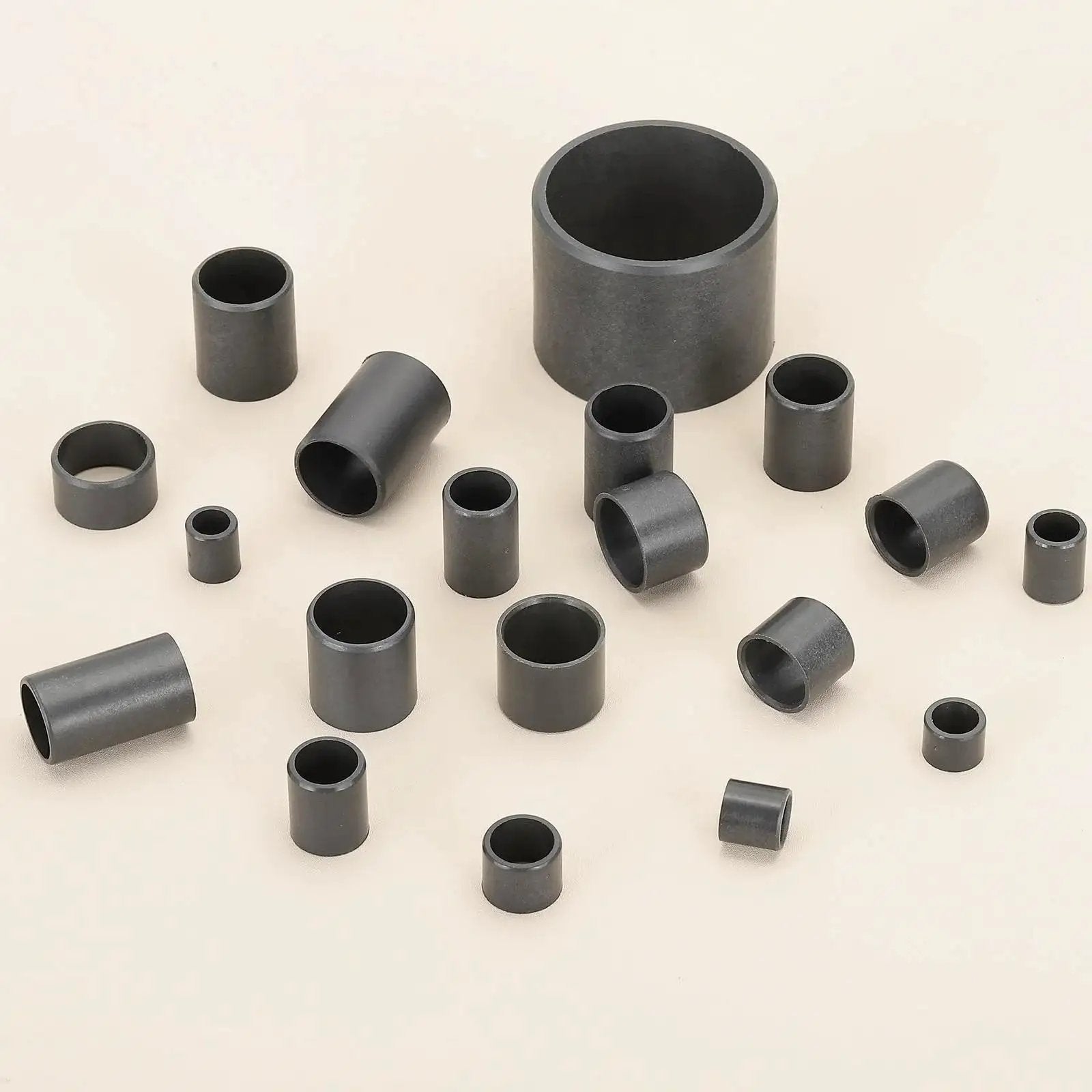 Assorted sizes of 8 Pcs POM Sleeve Bearing Bushings 6mm ID 8mm OD 8mm Length Oil Free Self Lubricating Black Plastic Bearings.