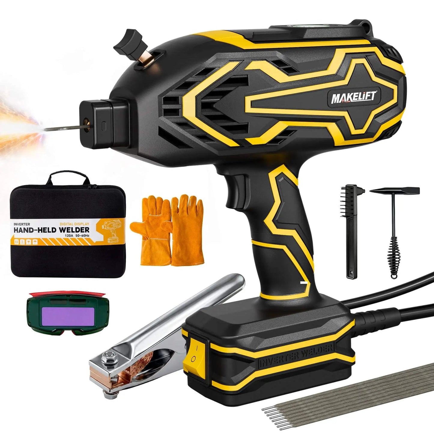 Portable 110V IGBT Inverter Welder With Auto Darkening Goggles Included, 20 to 120A Adjustable, Hot Start and Arc Force