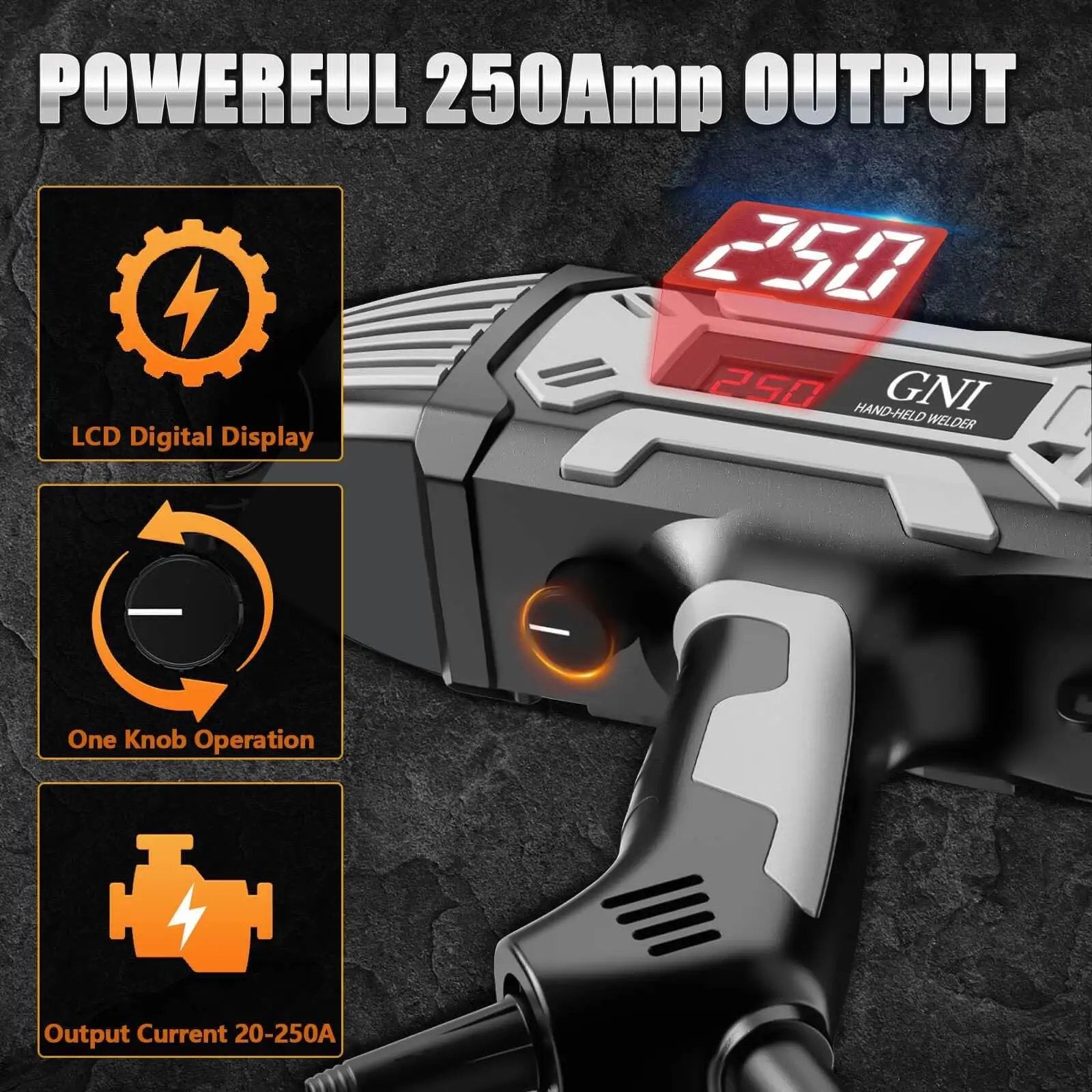 Portable 250 Amp Stick Welder With 110V Inverter LCD Display Arc Force Anti Stick Handheld Welder Beast close-up showing controls