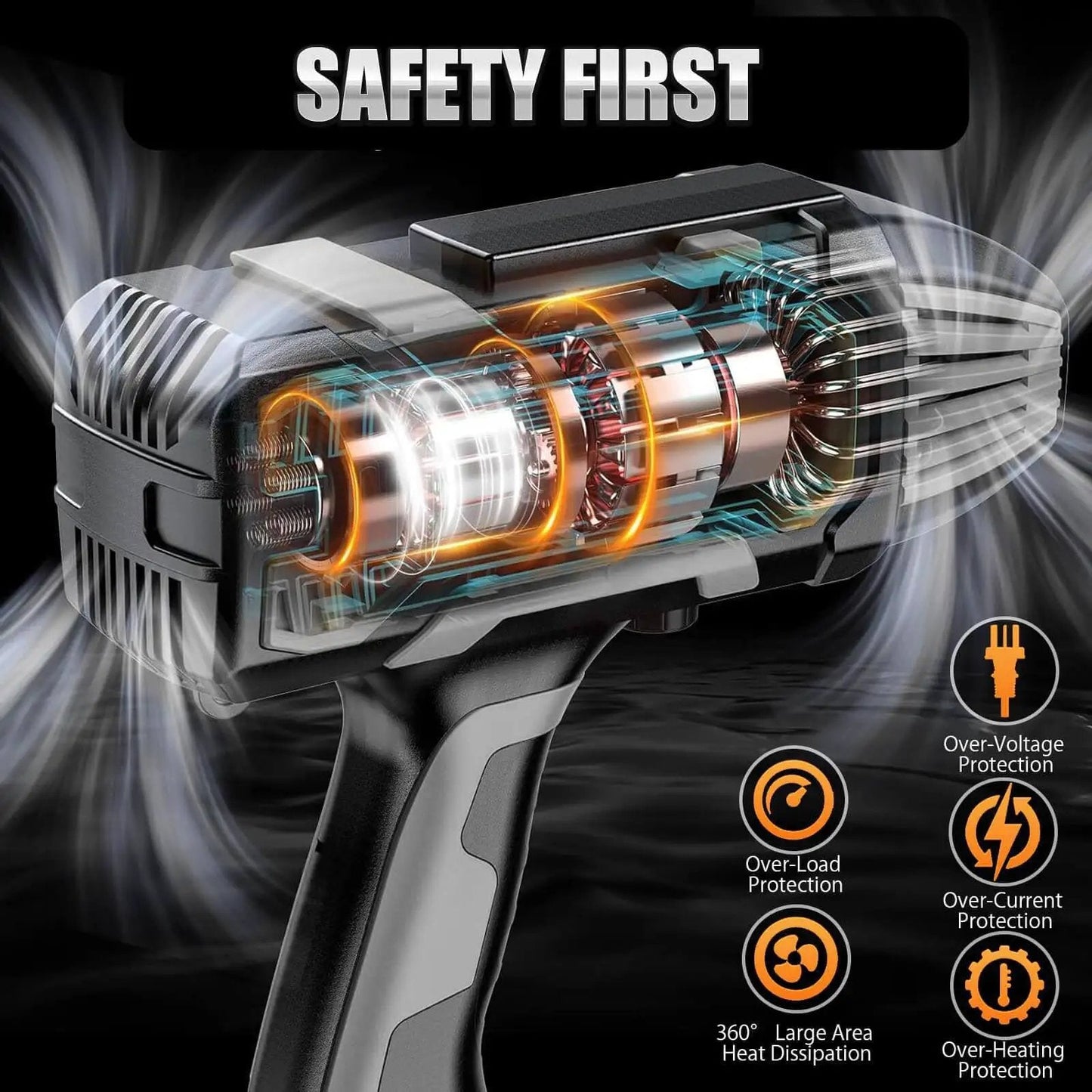 Portable 250 Amp Stick Welder With 110V Inverter showcasing internal components and safety features like over-load and heat protection.