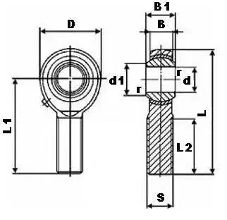 POS5L Male Rod End 5mm left Hand Bearing
