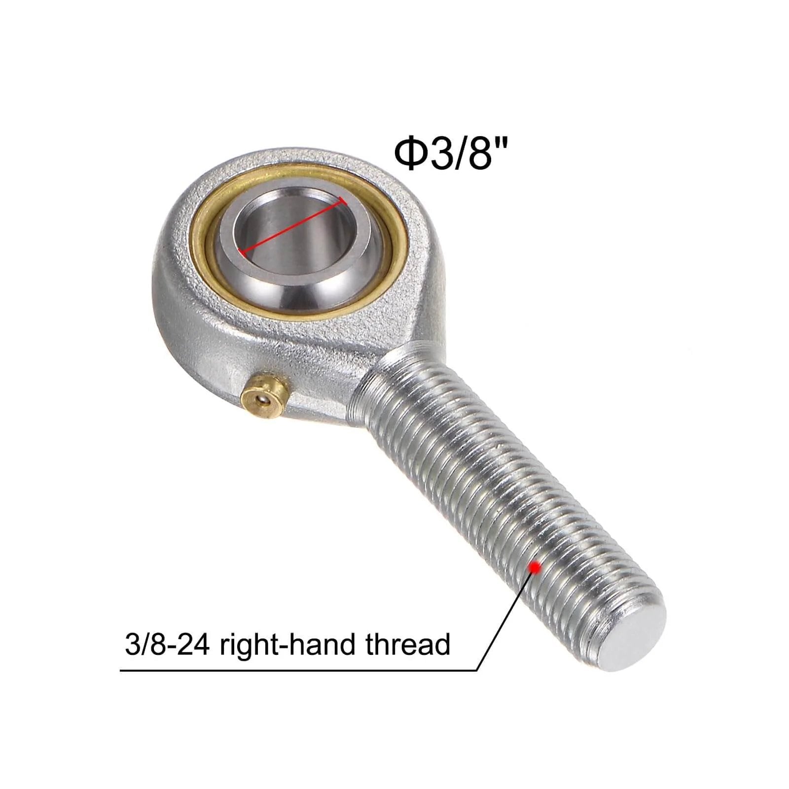 2pcs POSB6 Male Rod End Bearing with 3/8 Inch Bore and 3/8-24 Right Hand Thread, Self Lubricating Heim Joint in close-up view