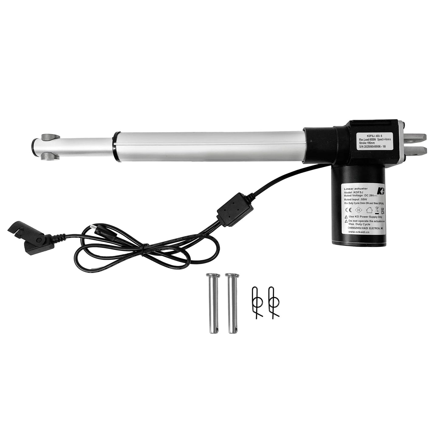 Power Recliner Lift Chair Linear Actuator Replacement For Kaidi KDFSJ 403 6 Motor OEM Kaidi Actuator with 195mm stroke and connectors.