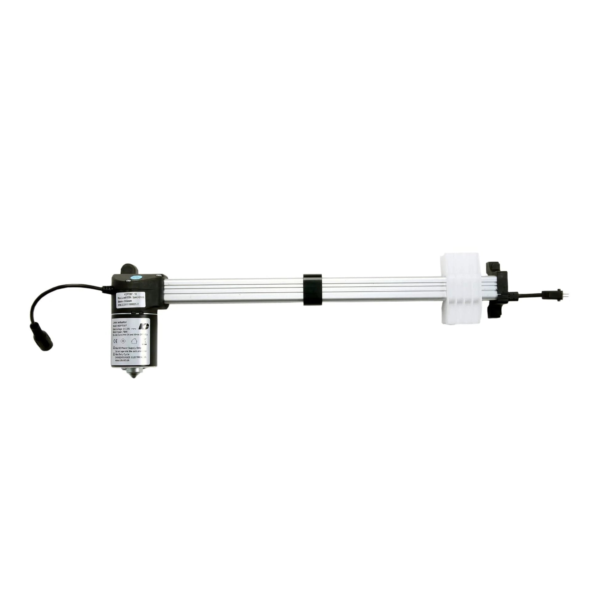 Power Recliner Linear Actuator KDPT007-10 Direct Fit Replacement For KDPT005-2 Replaces Kaidi Motor, side view with connectors.