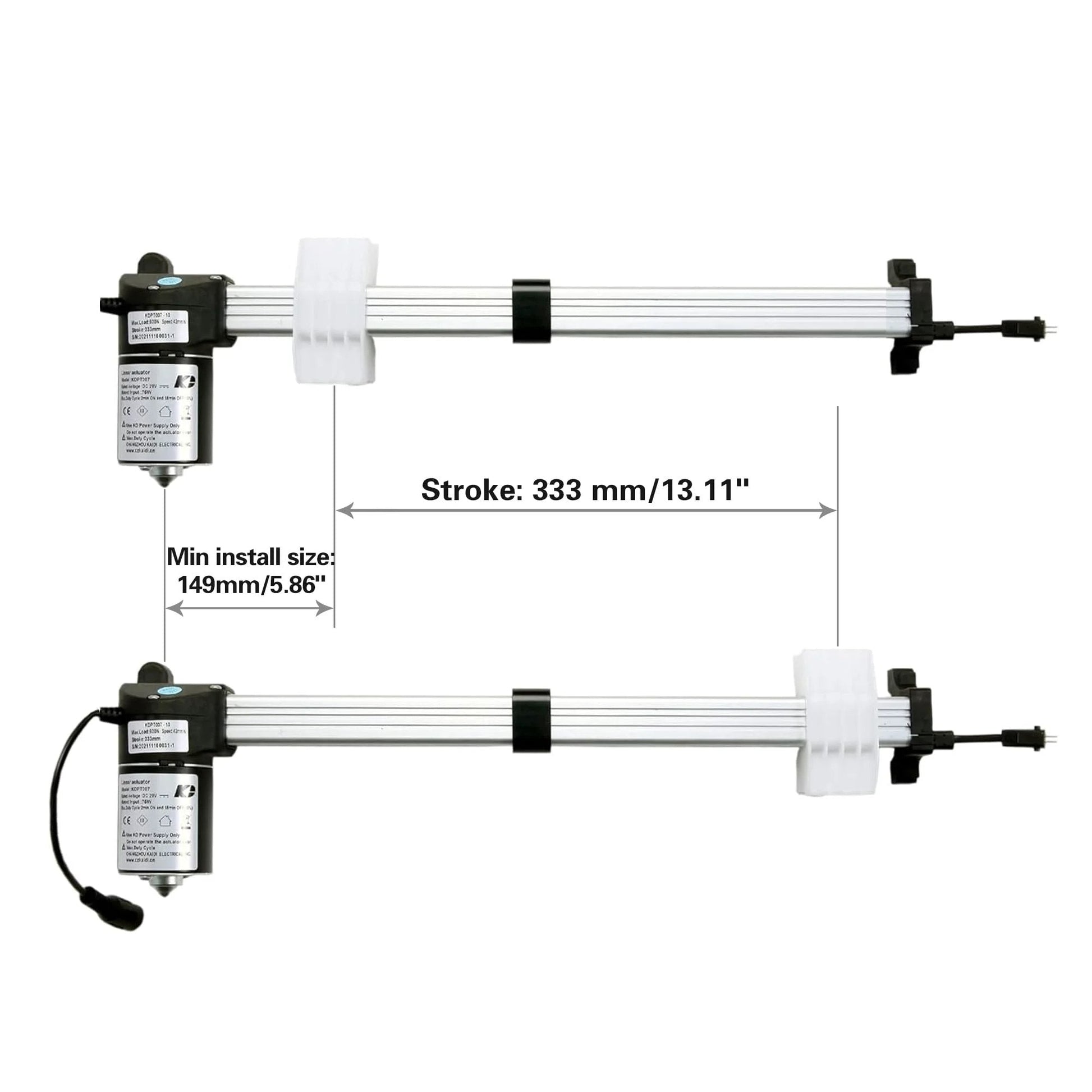 Power Recliner Linear Actuator KDPT007-10 Direct Fit Replacement For KDPT005-2 Replaces Kaidi Motor with visible stroke length.