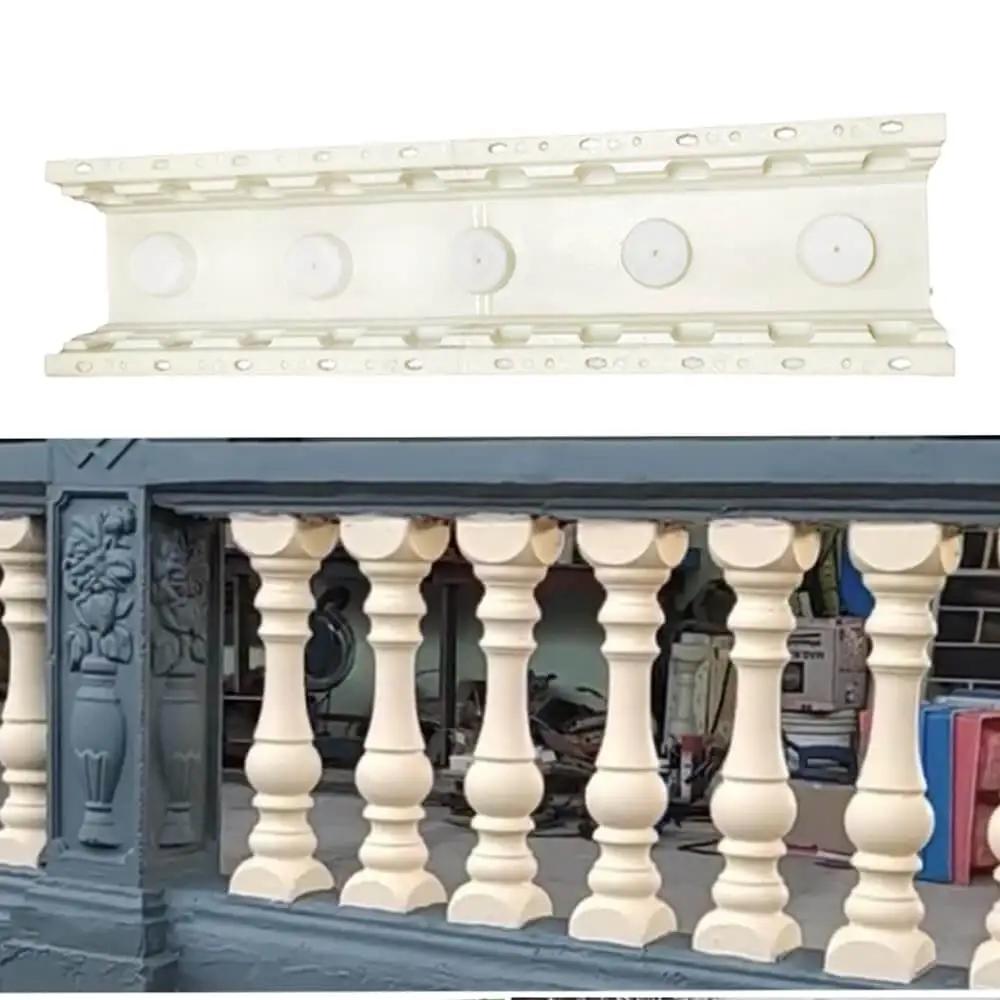 2 Pack Precast Baluster Rail Concrete Molds For Balcony Railings With Roman Column Style 19.68 Inch Long Plastic Garden Cement Molds