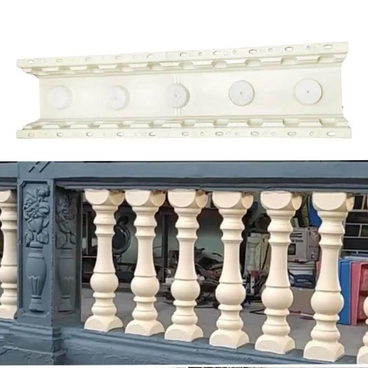 2 Pack Precast Baluster Rail Concrete Molds For Balcony Railings With Roman Column Style 19.68 Inch Long Plastic Garden Cement Molds