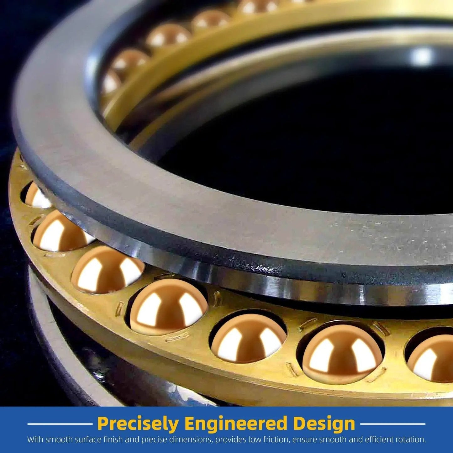 Close-up of precision brass bearing balls in a machinery ring, part of Precision Brass Bearing Balls Set 120-Piece Assortment.