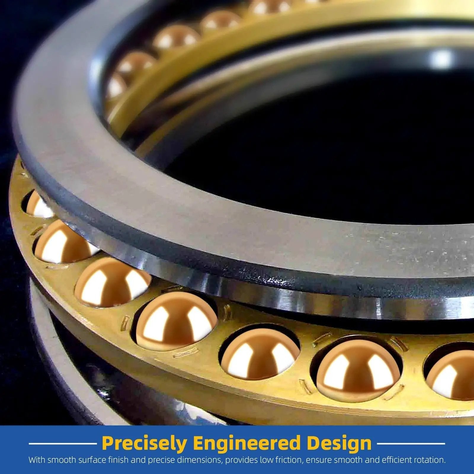 Close-up of precision brass bearing balls in a machinery ring, part of Precision Brass Bearing Balls Set 120-Piece Assortment.