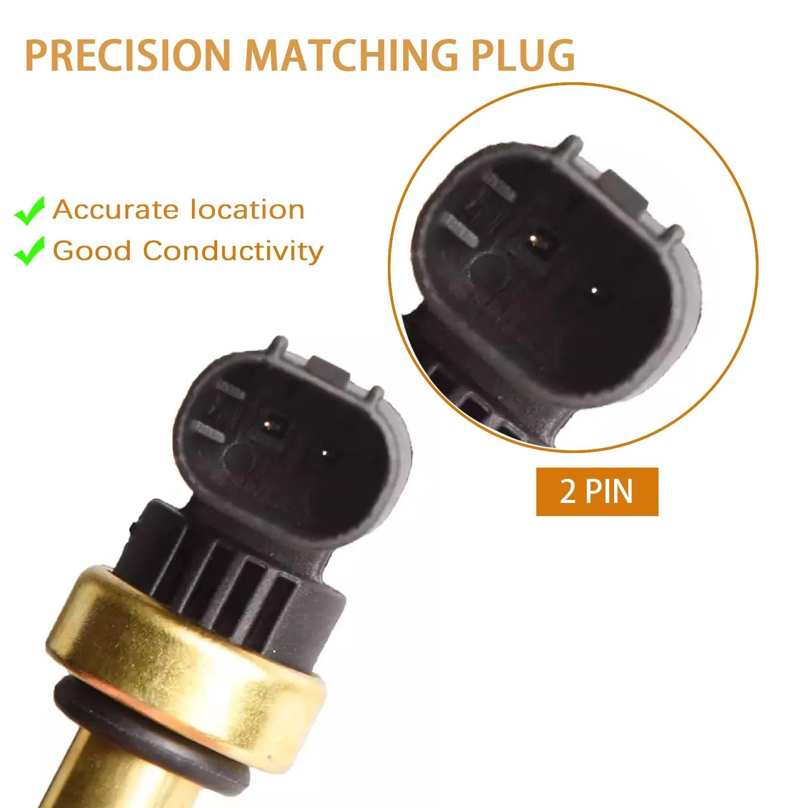 Close-up view of Engine Coolant Temperature Sensor For GM Cars Budget Friendly Fits Chevrolet Cruze with 2-pin connector.