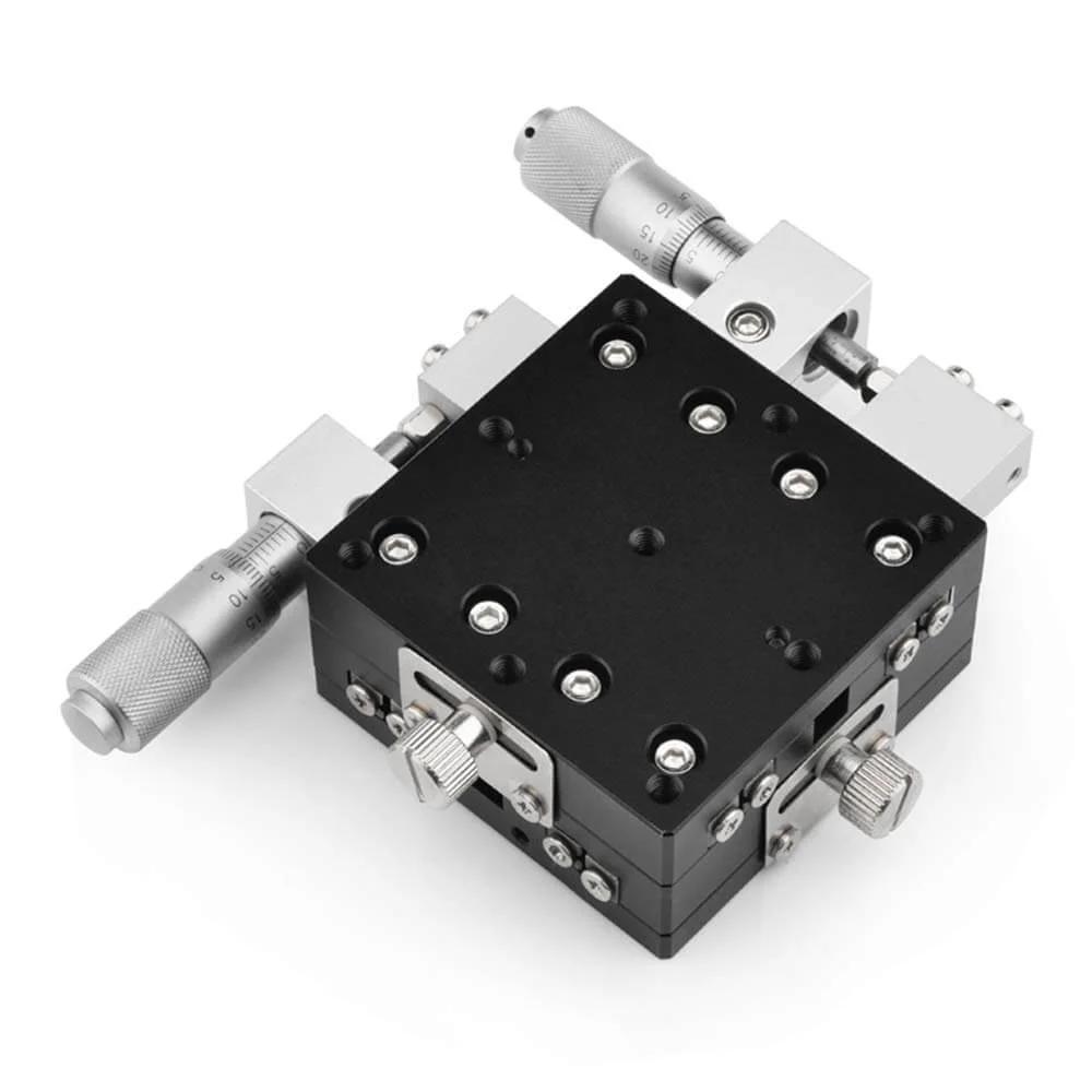 Precision xyzr 4 axis 2.36"x2.36" manual linear positioning stage bearing tuning platform sliding table 60x60mm built for smooth motion